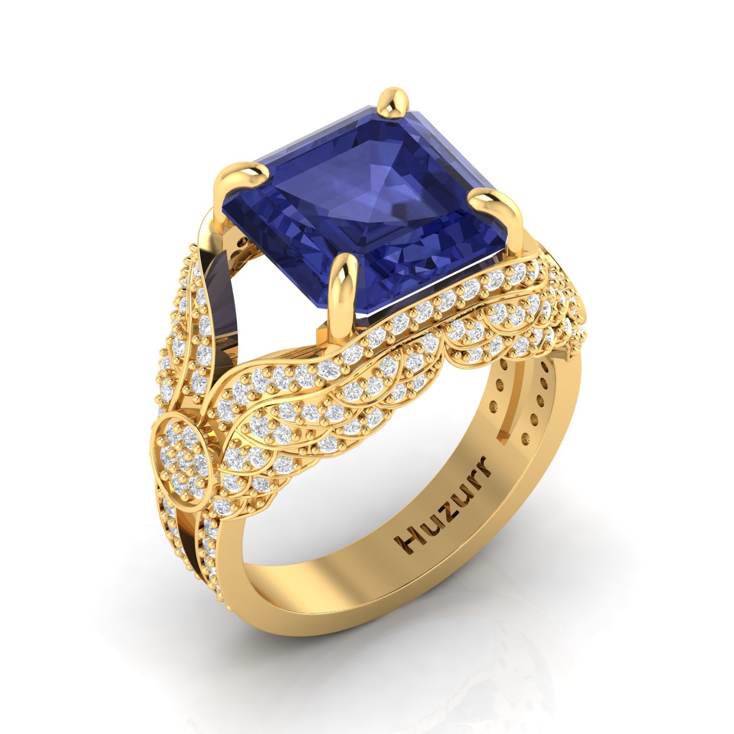 Tanzanite Gold Filled Victorian Wing Ring