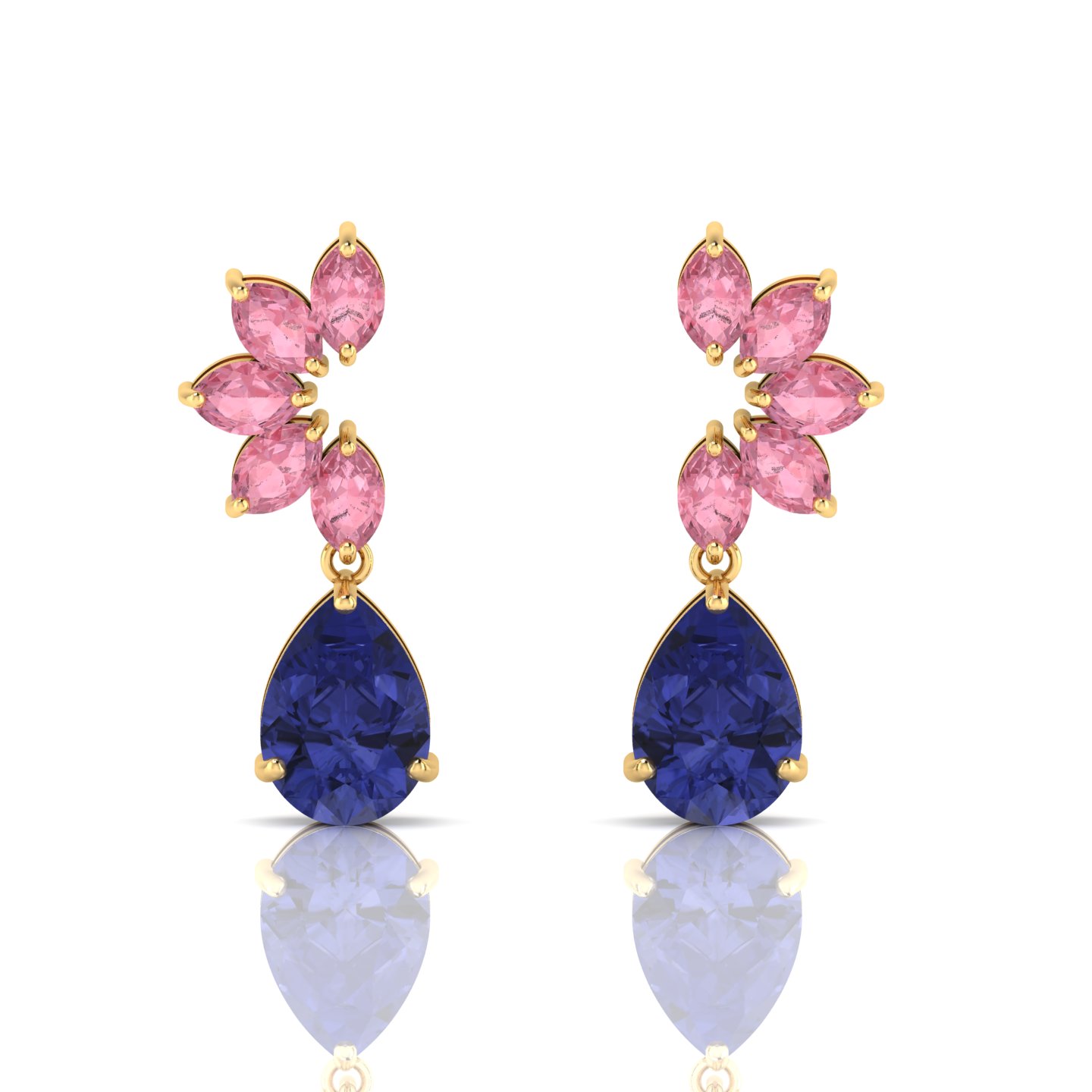 Gold Filled Tanzanite & Morganite Tear Drop Earrings