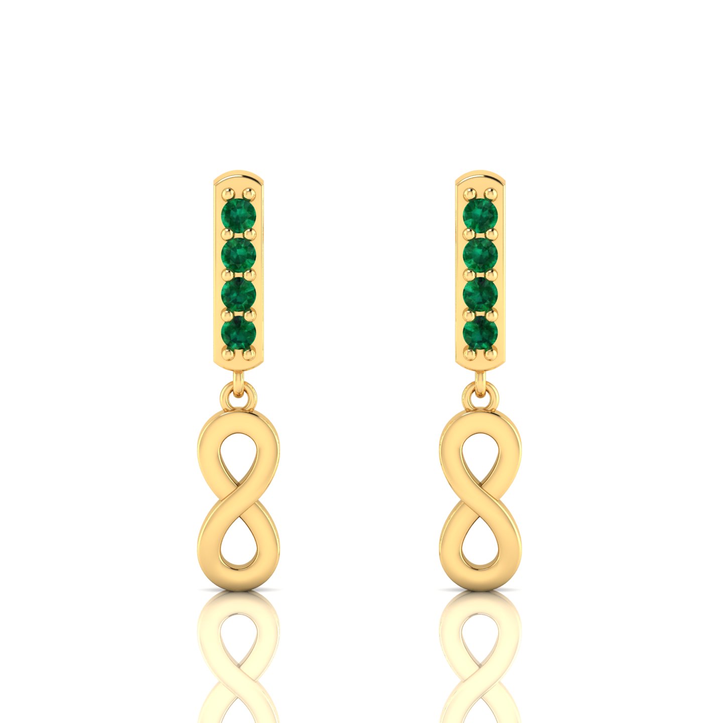 Gold Filled Emerald Infinity Drops Earrings