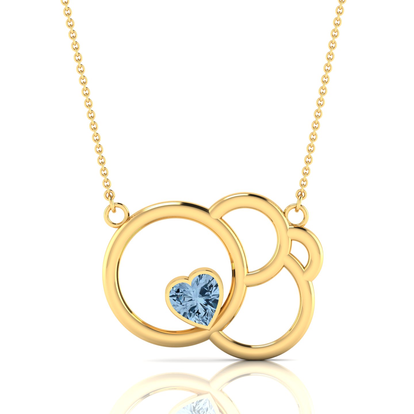 Heart-Cut Aquamarine Gold Filled Open Circles Pendant