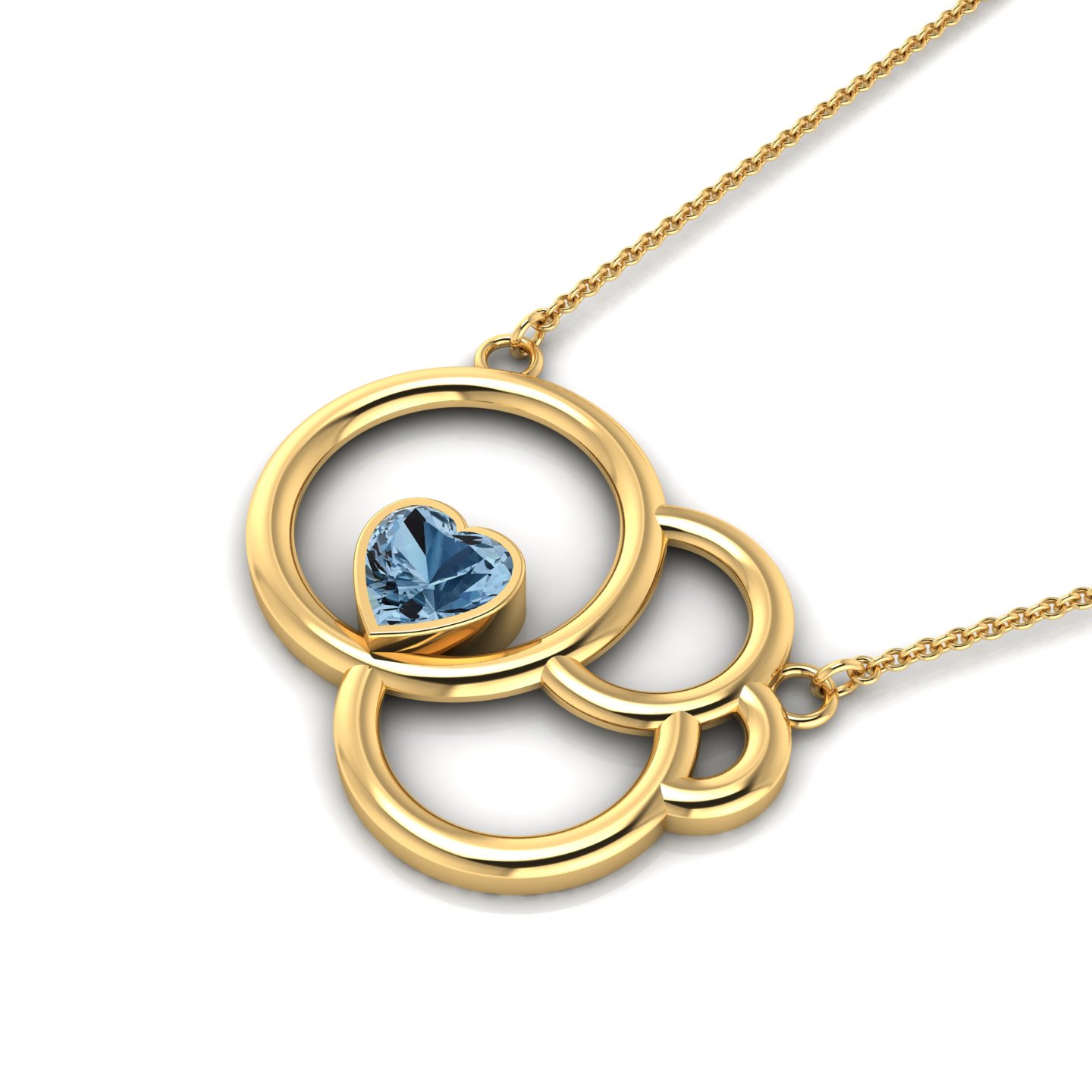 Heart-Cut Aquamarine Gold Filled Open Circles Pendant