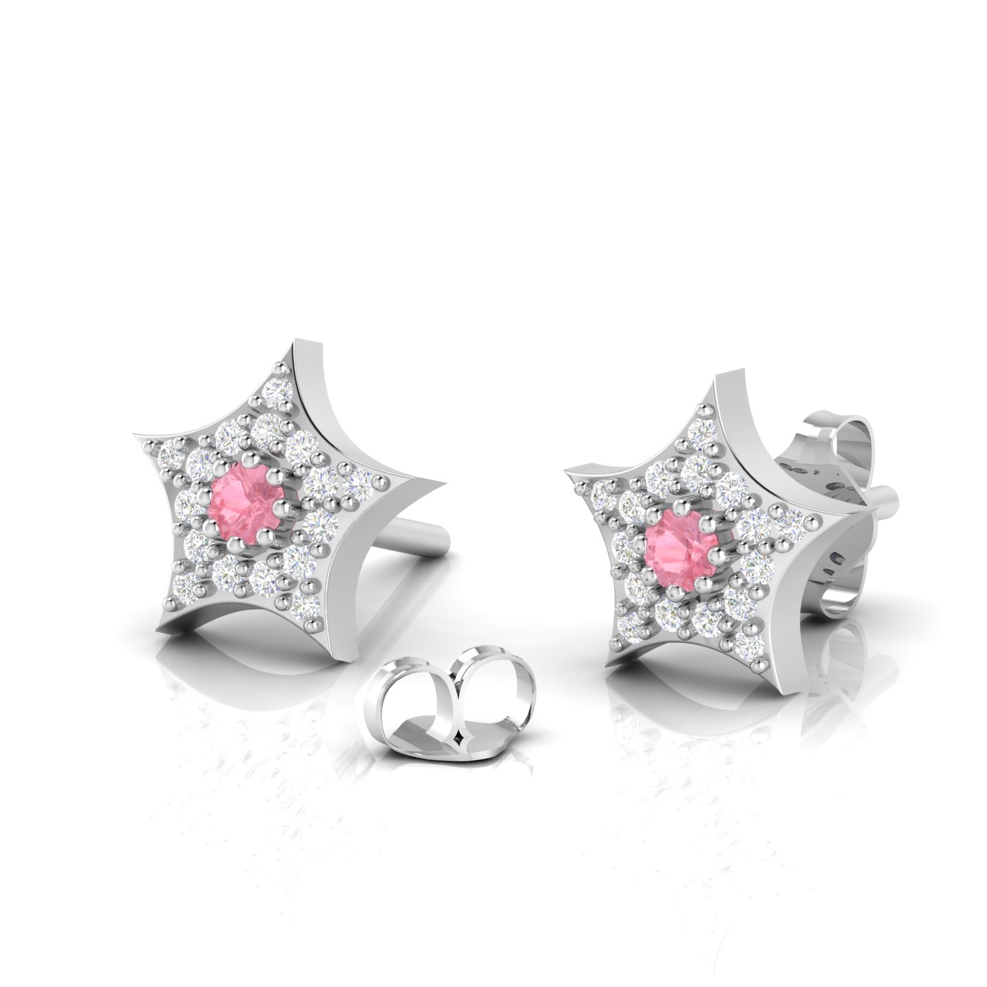 Little Star Studs Morganite Sterling Silver Earrings