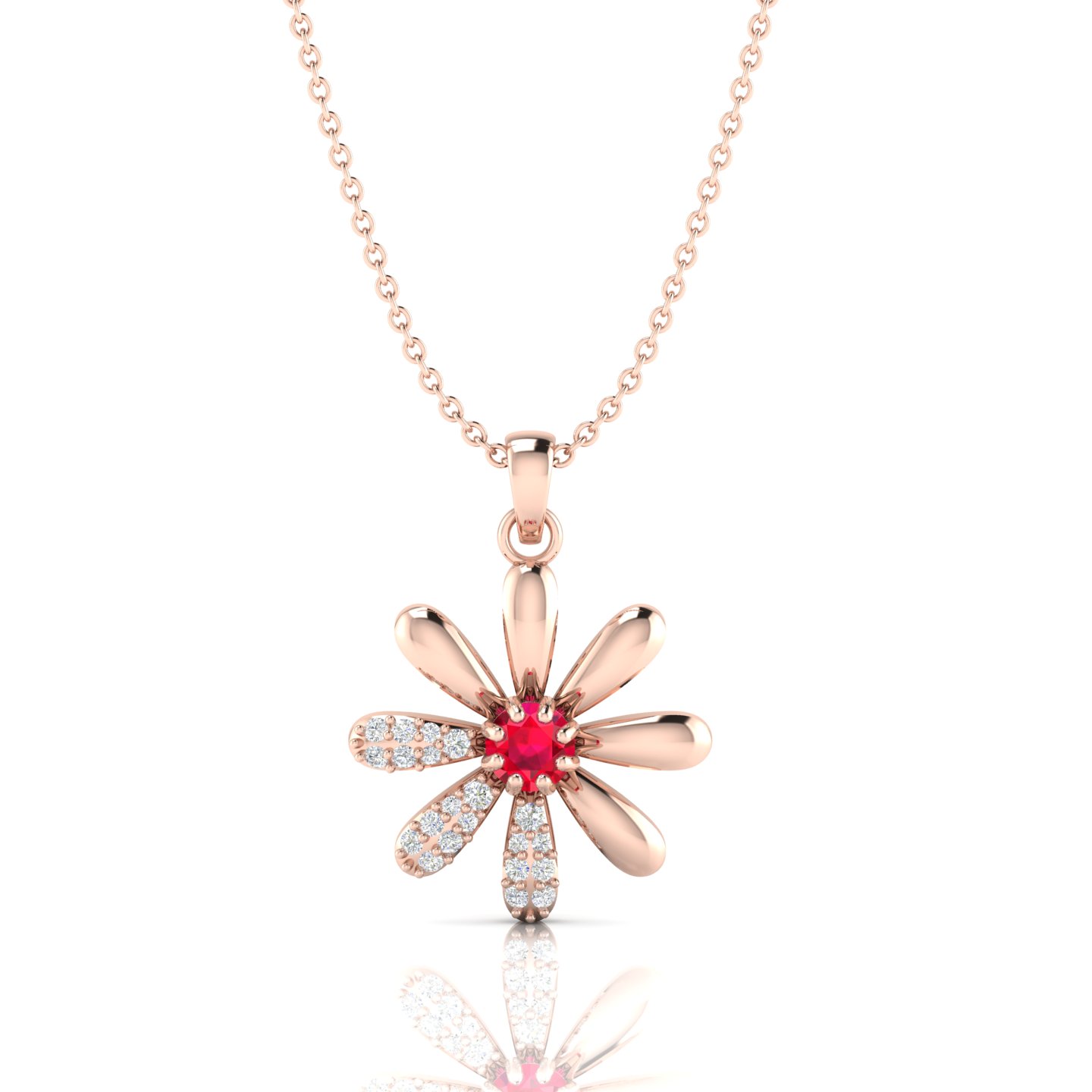 Ruby Rose Gold Filled Daisy Flower Pendant