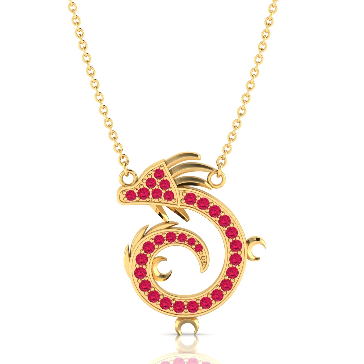 Ruby Gold Filled Fiery Spiral Dragon Pendant