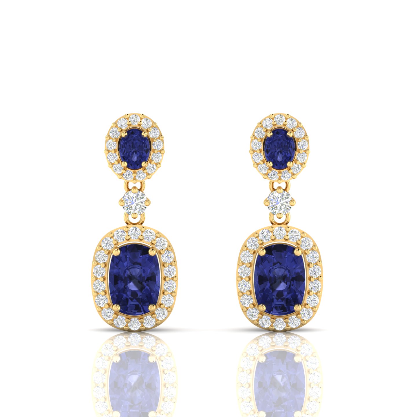 Tanzanite Dangle Diamond Halo Earrings with Gold Filled