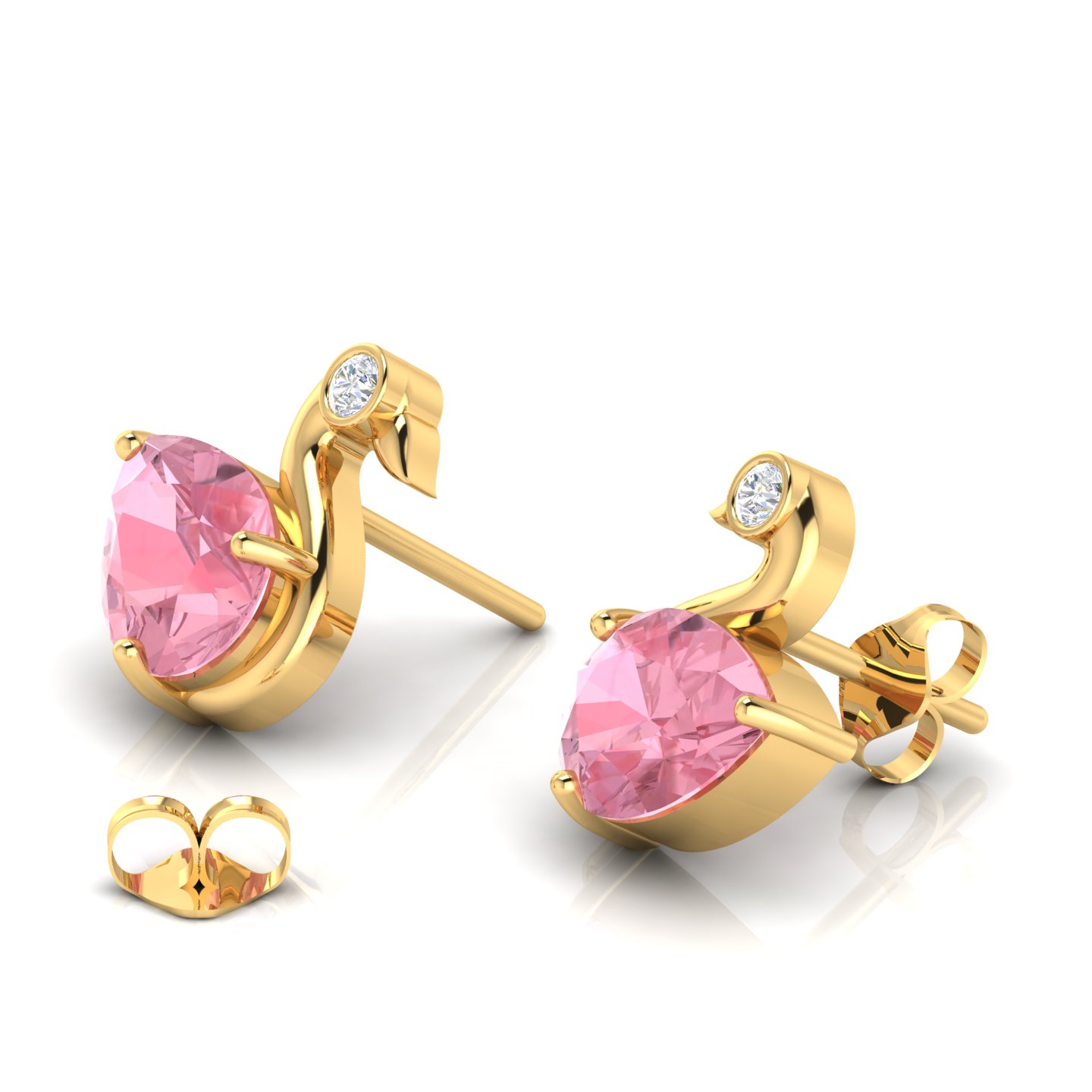 Morganite Duck Style Gold Filled Studs Earrings