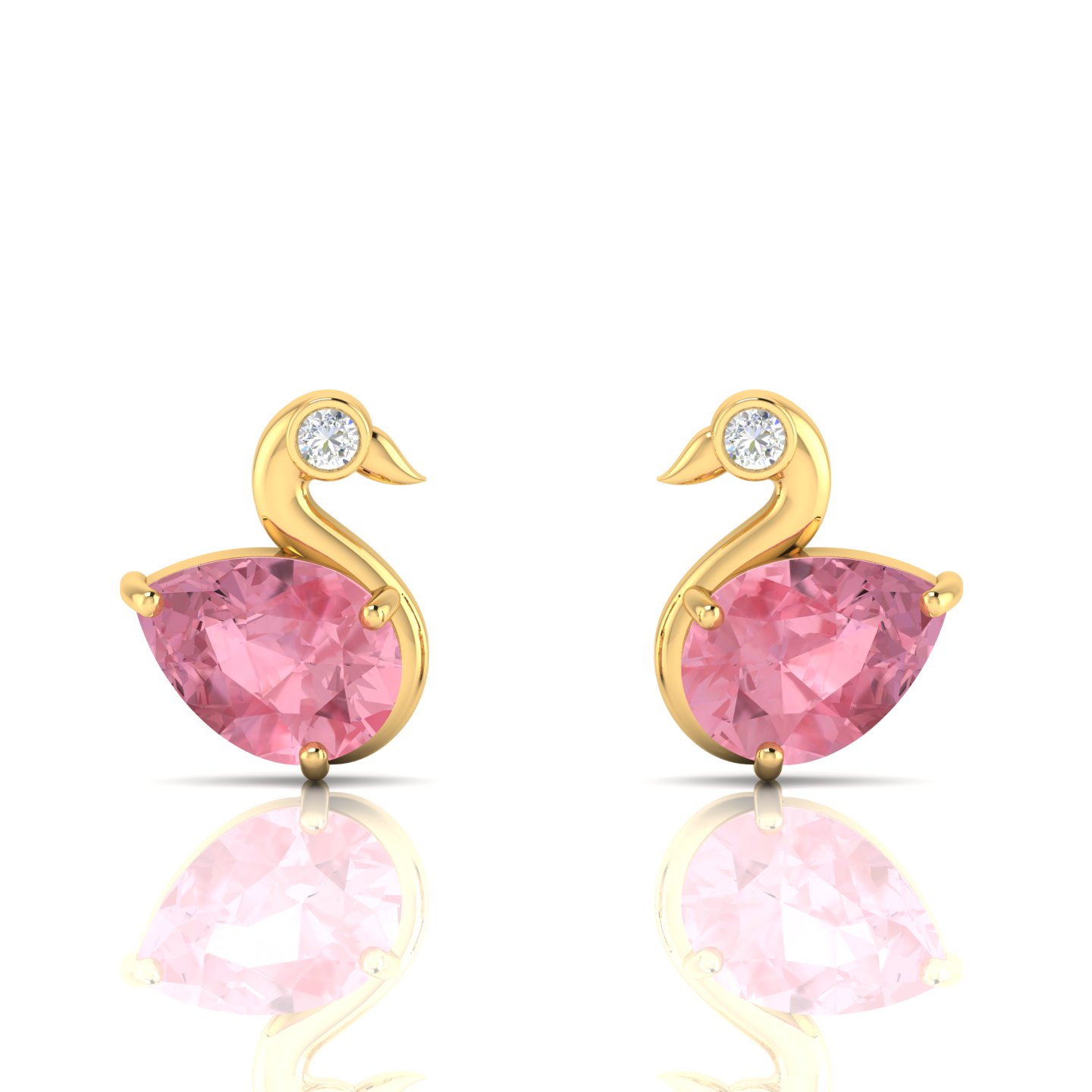 Morganite Duck Style Gold Filled Studs Earrings