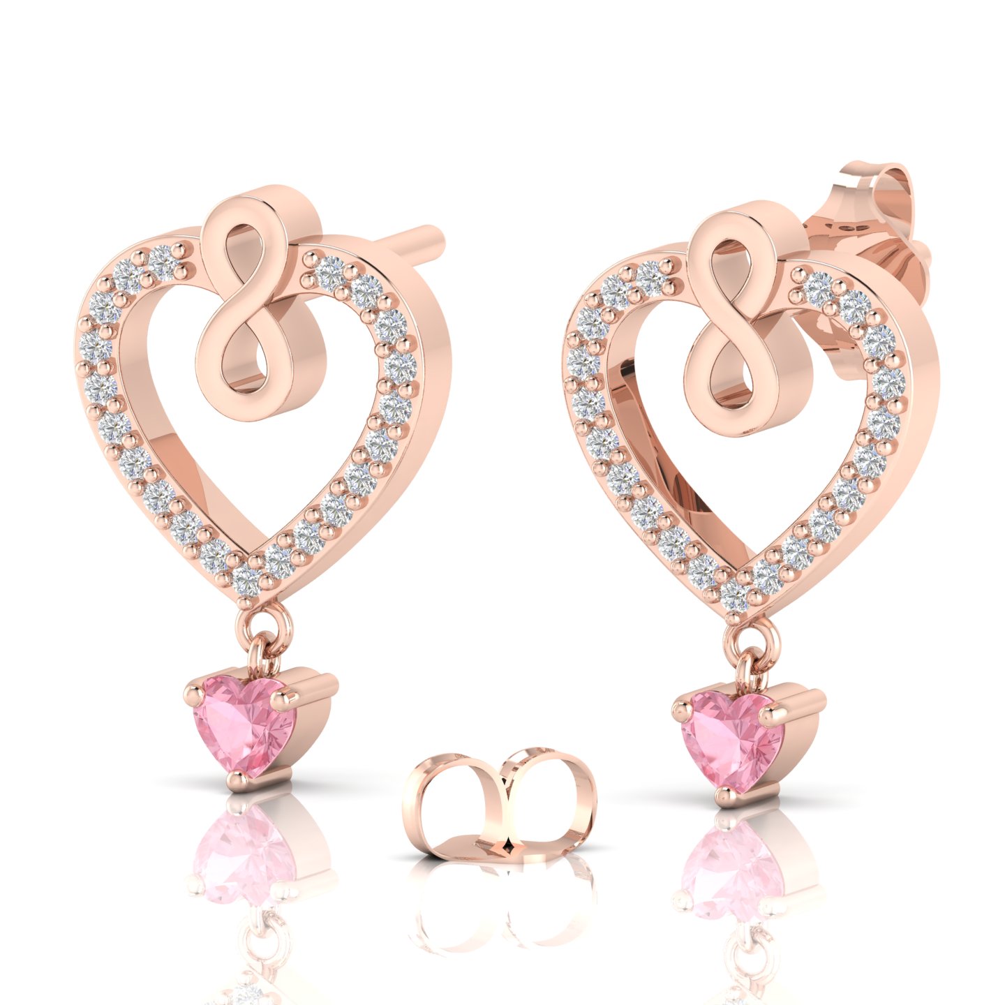 Rose Gold Filled Infinity Heart Morganite Drop Earring