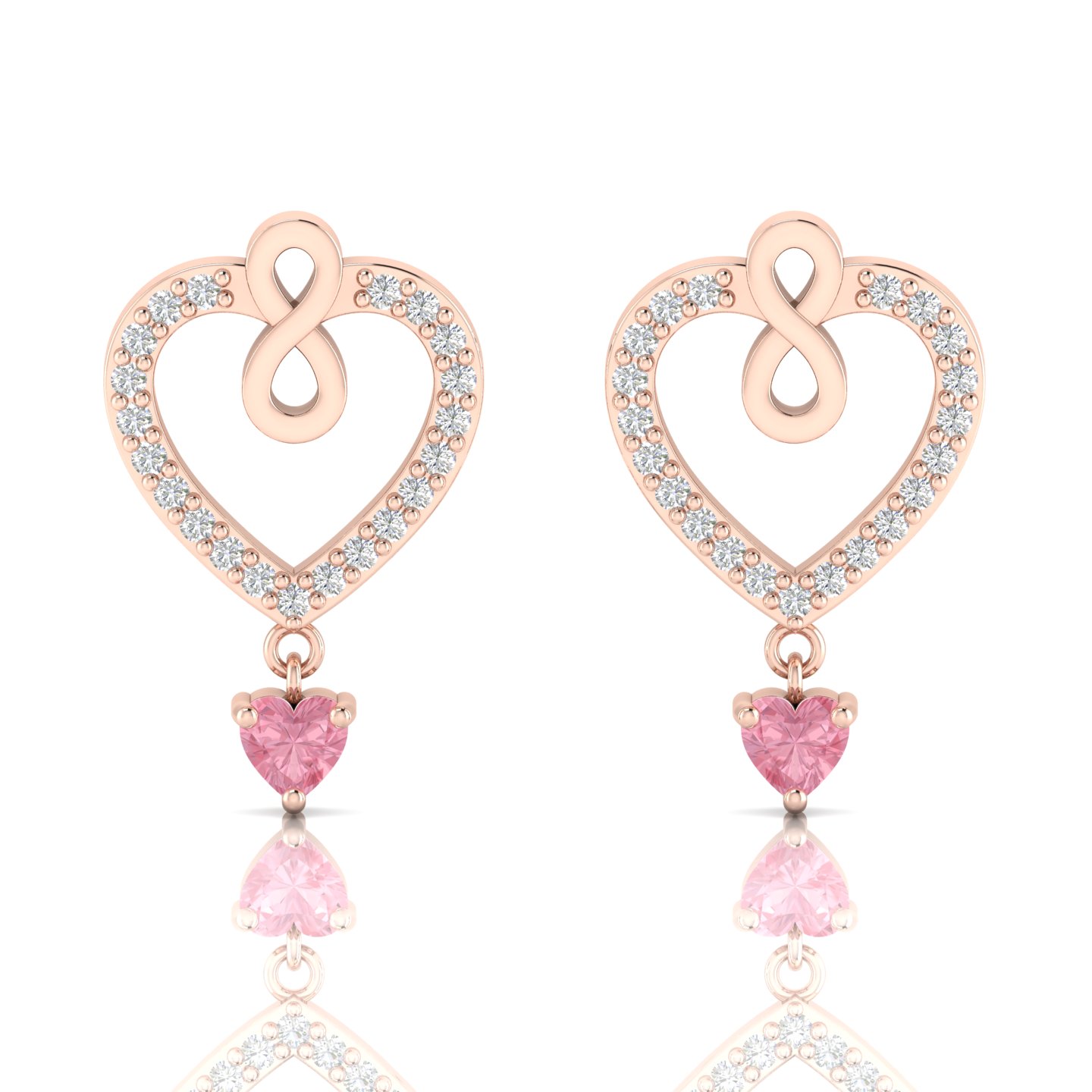 Rose Gold Filled Infinity Heart Morganite Drop Earring