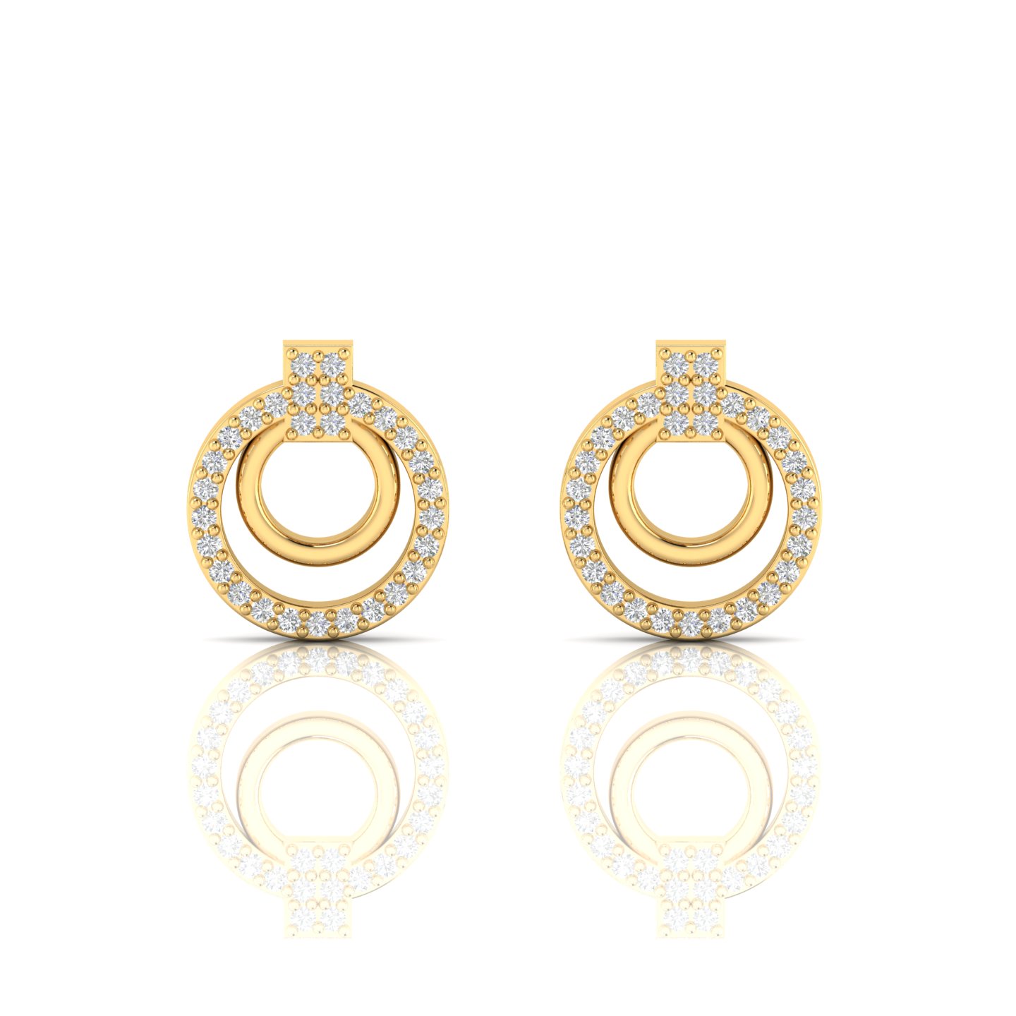 Diamond Open Circle Stud Gold Filled Earrings