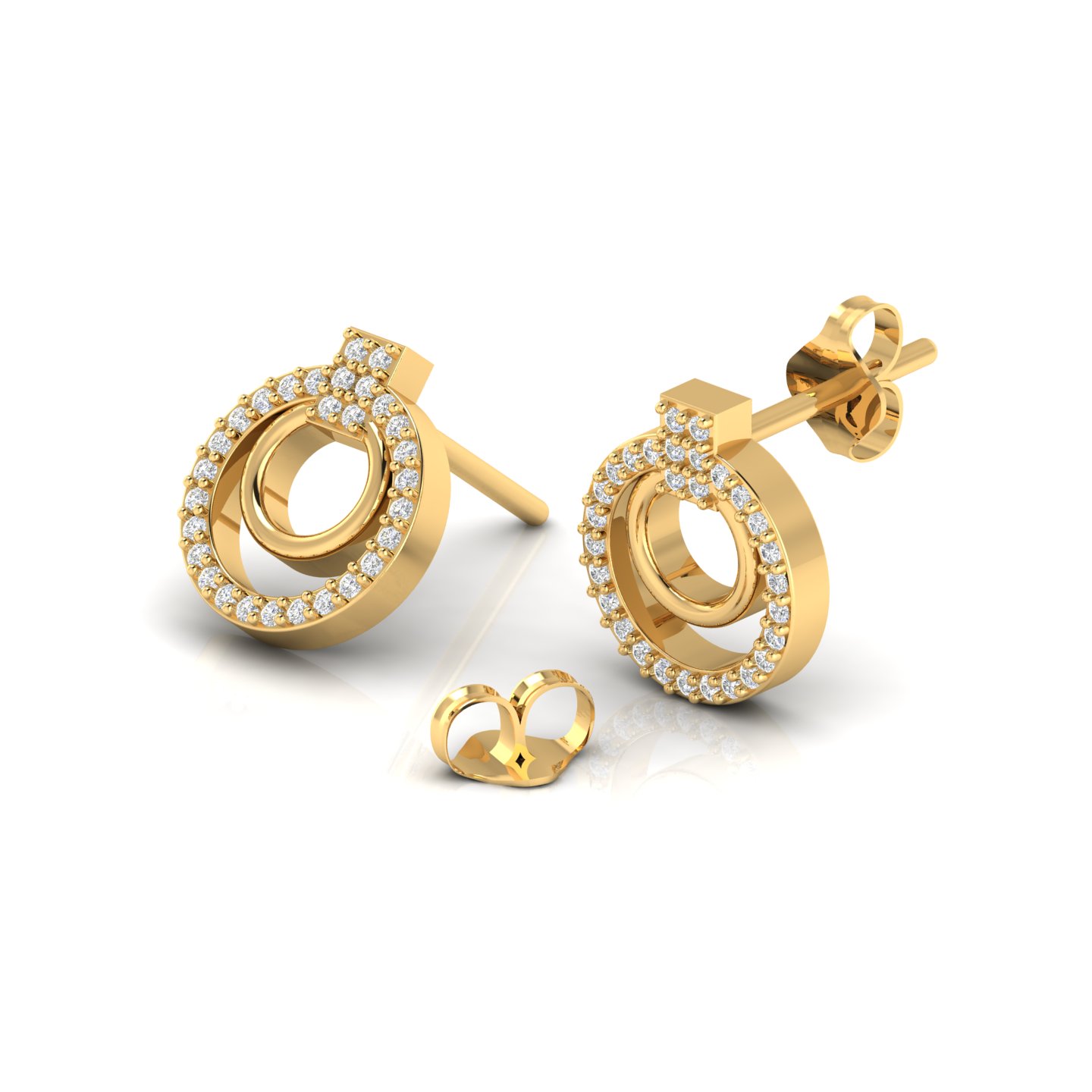Diamond Open Circle Stud Gold Filled Earrings