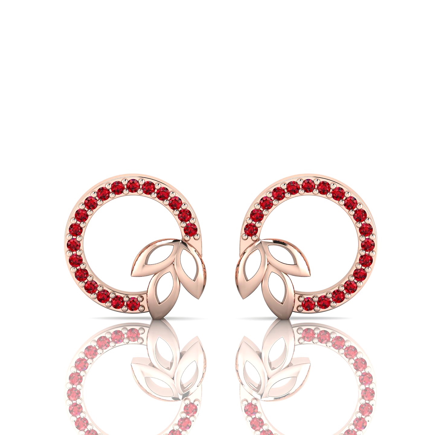 Garnet Autumn Leaf Style Rose Gold Filled Earrings