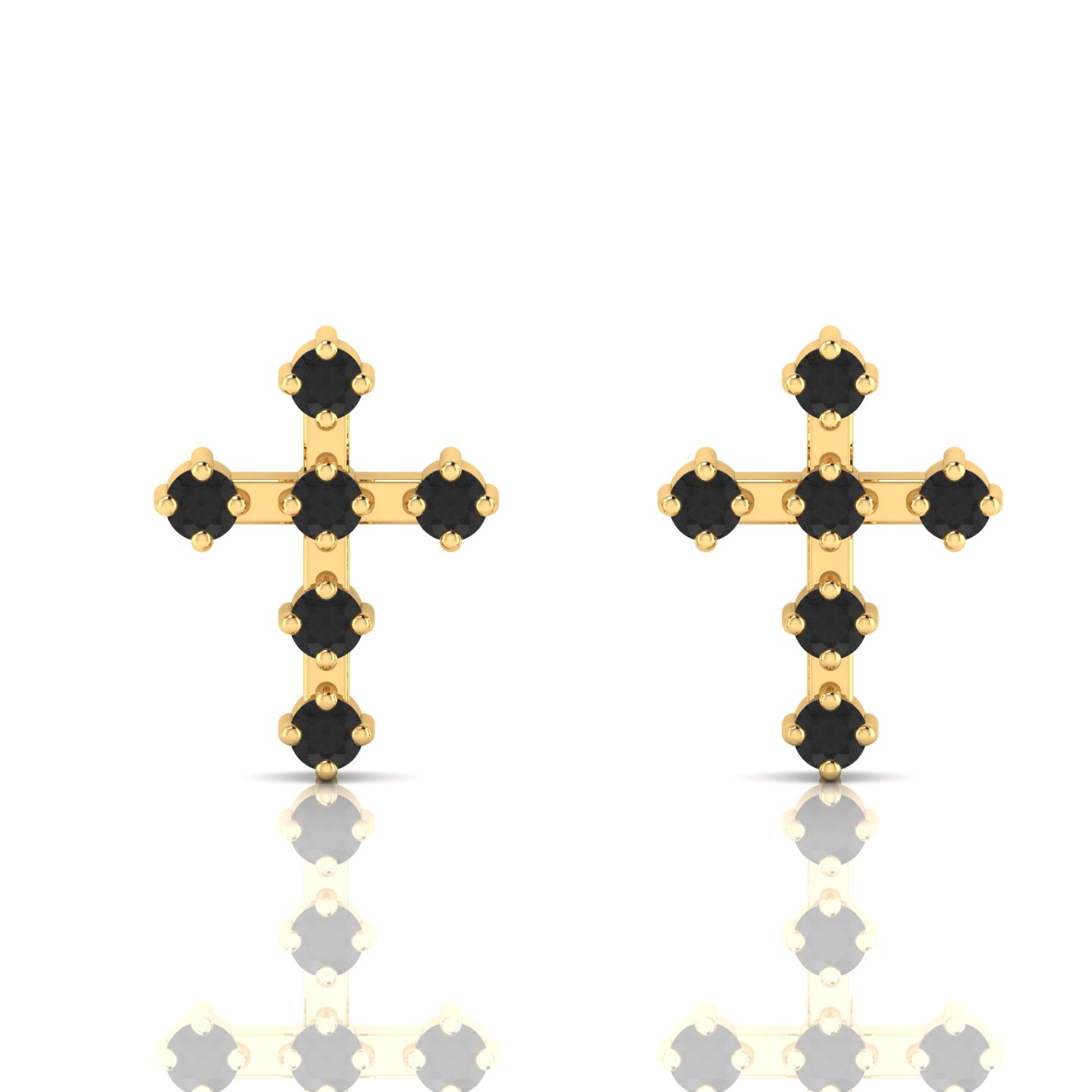 Black Diamond Cross Gold Filled Studs Earrings
