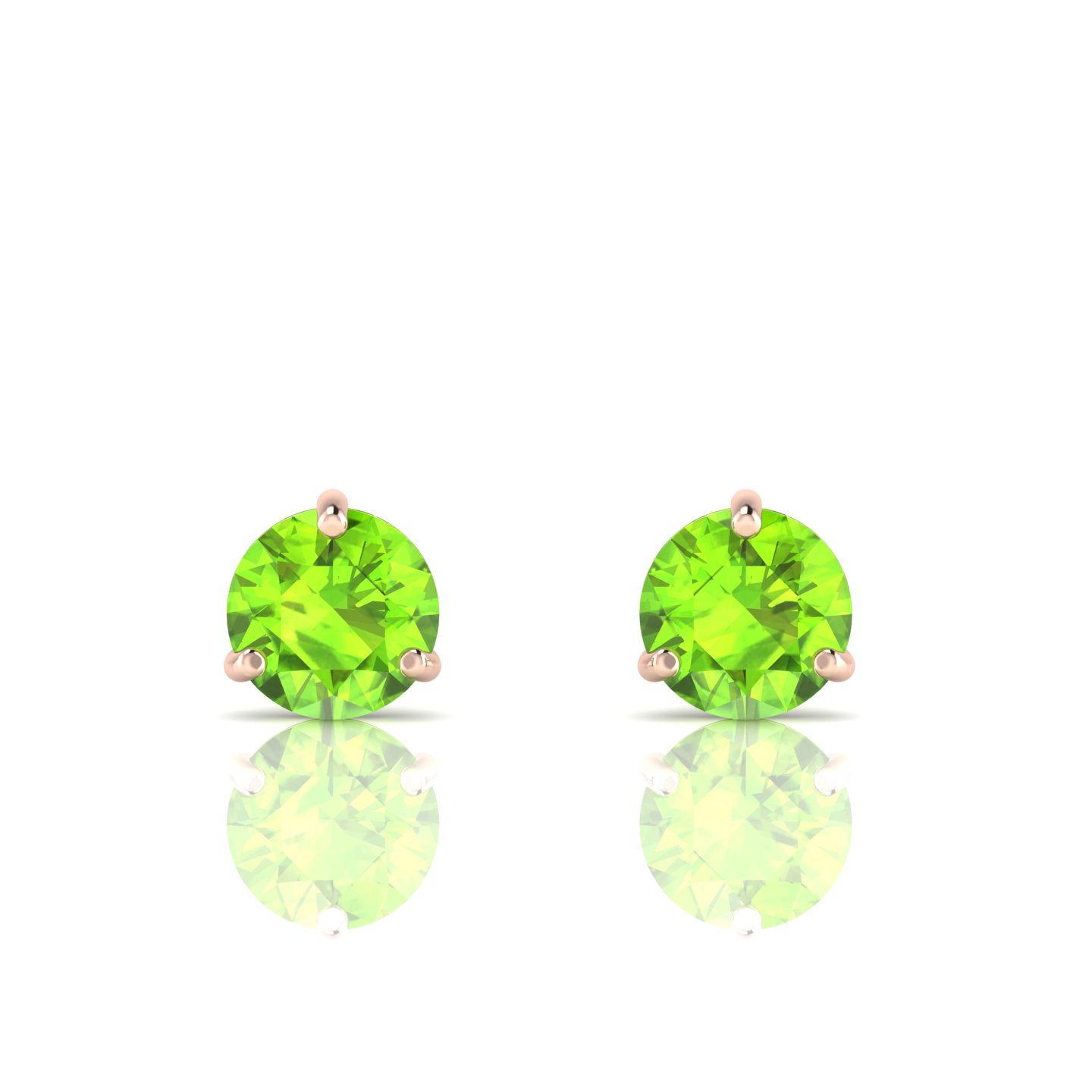 Round Peridot Rose Gold Filled Stud Earrings