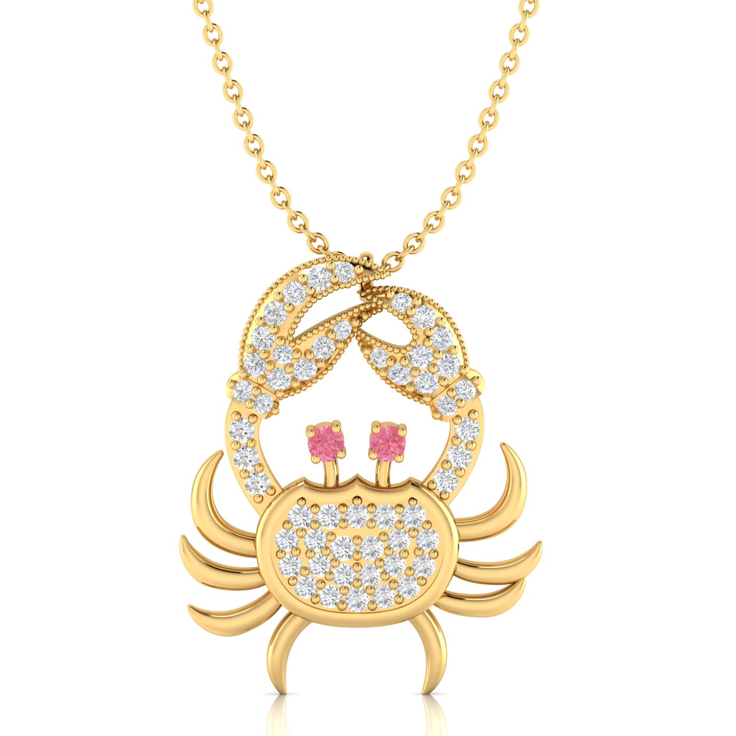 Morganite And Diamond Gold Filled Crab Pendant