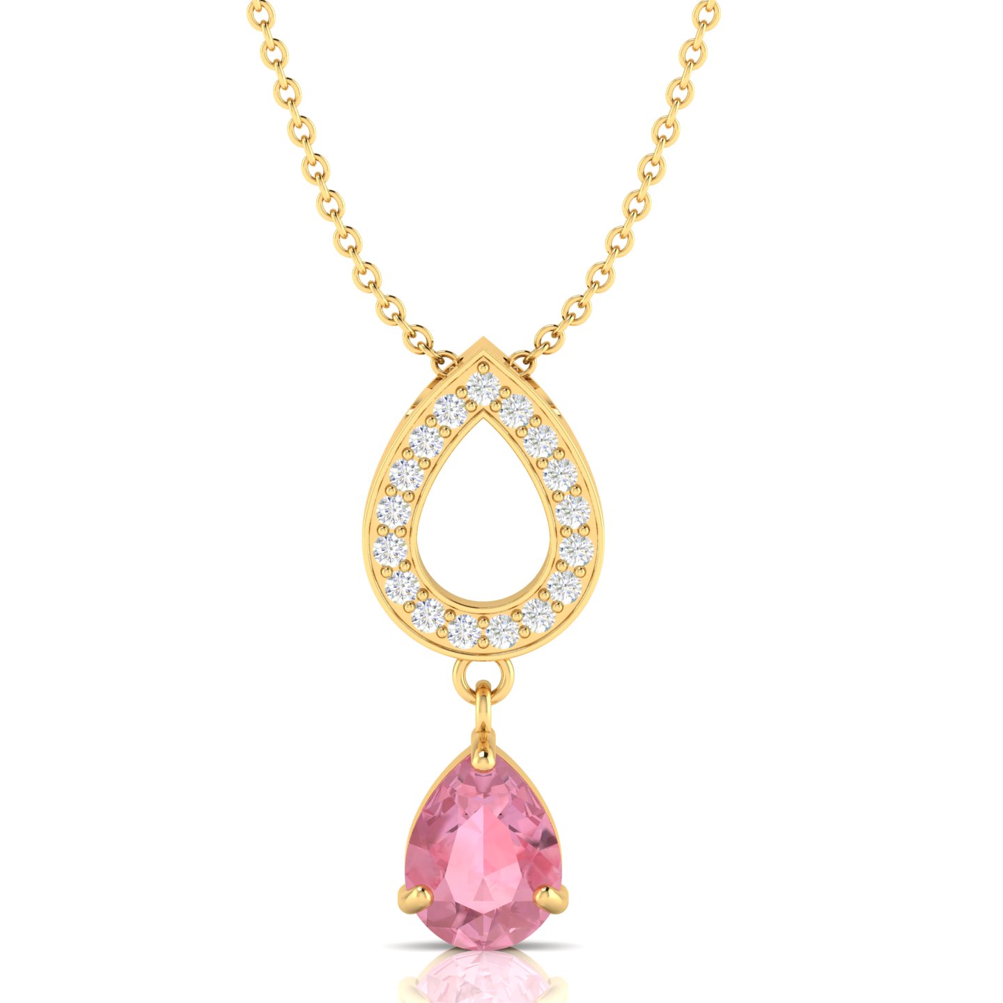 Morganite Gold Filled Teardrop Hollow Pendant