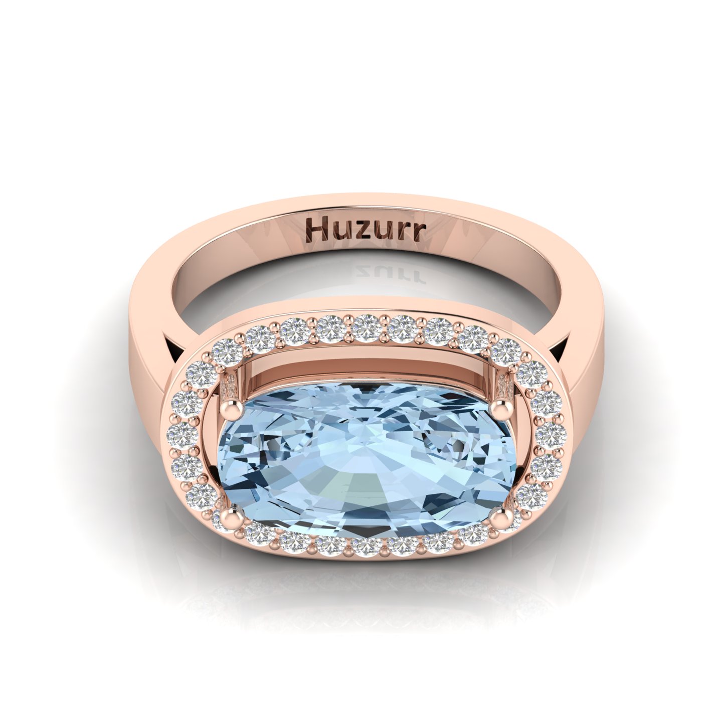 Aquamarine Rose Gold Plated Ring Gift for Her