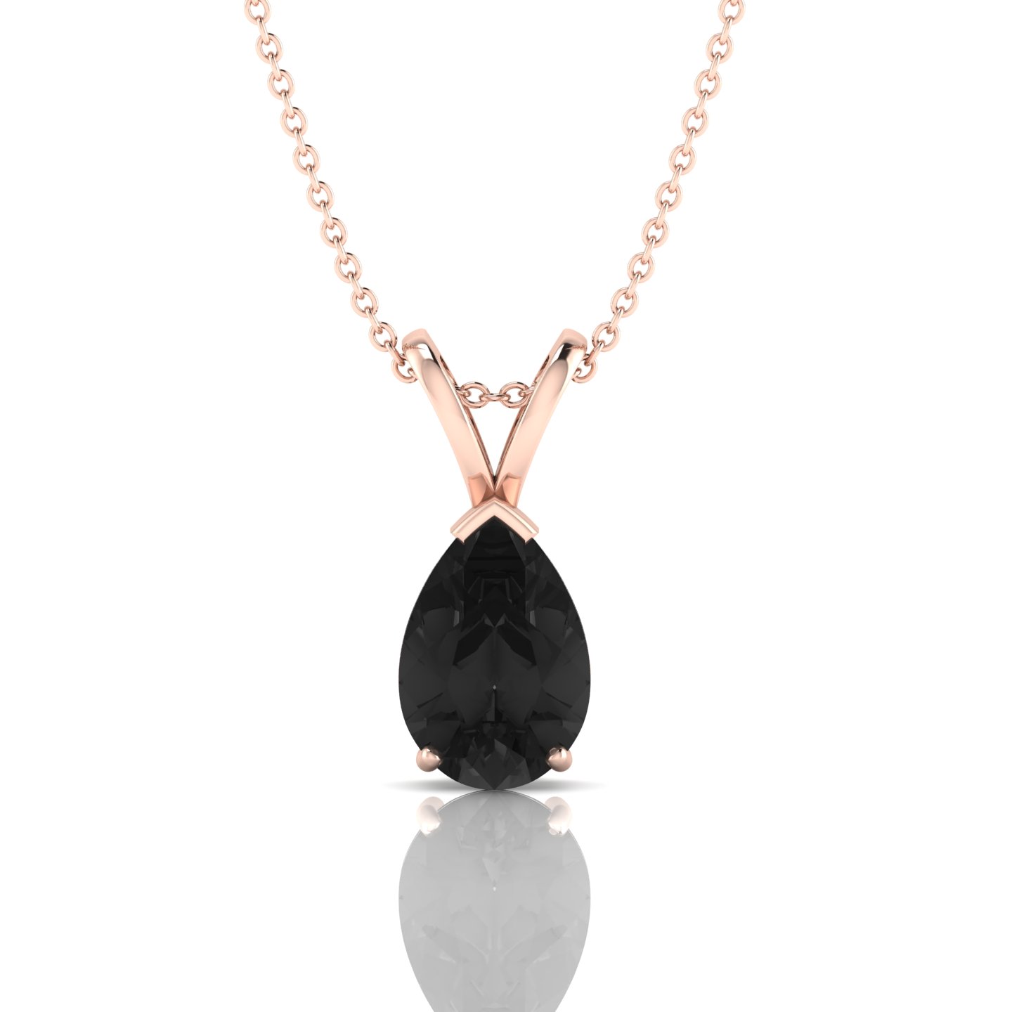 Pear Shape Black Diamond Rose Gold Filled Pendant Necklace