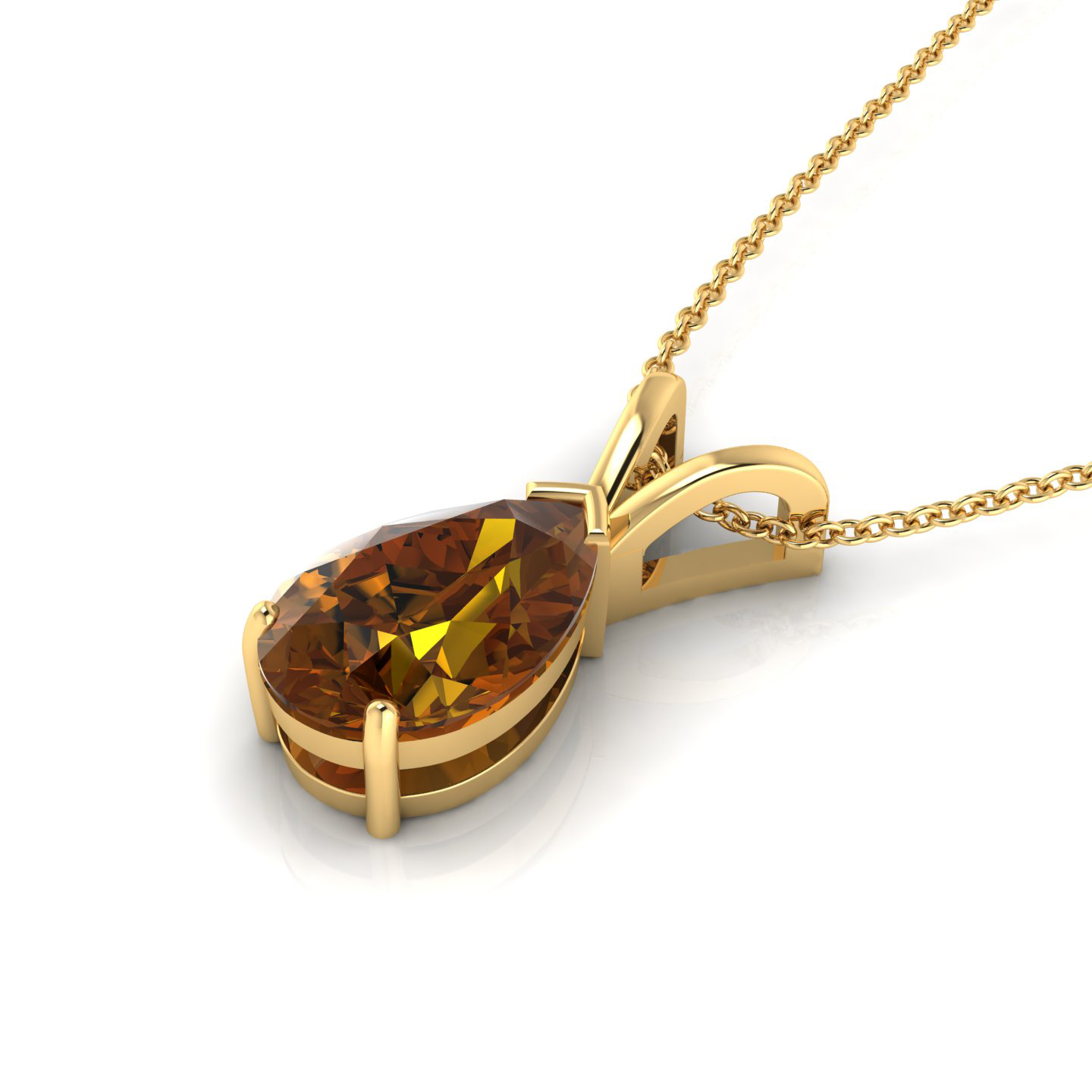 Coffee Diamond Pear Shape Gold Filled Pendant Necklace
