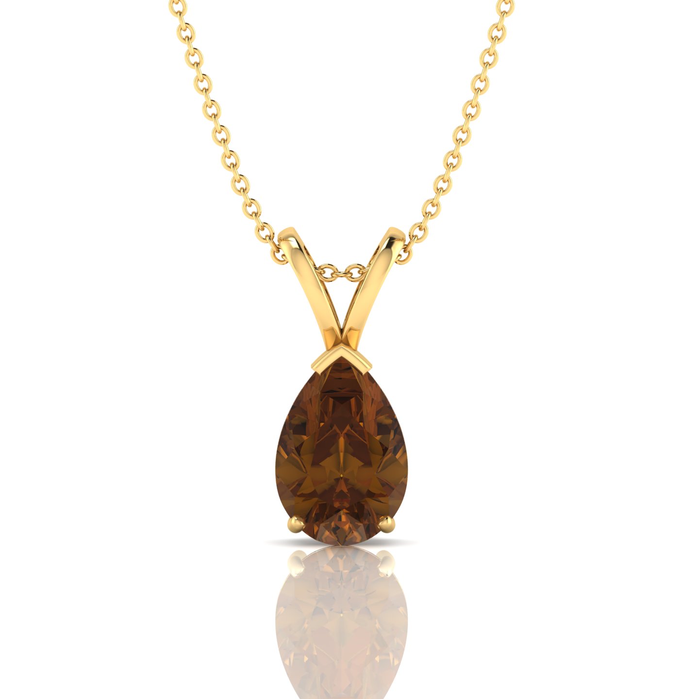 Coffee Diamond Pear Shape Gold Filled Pendant Necklace