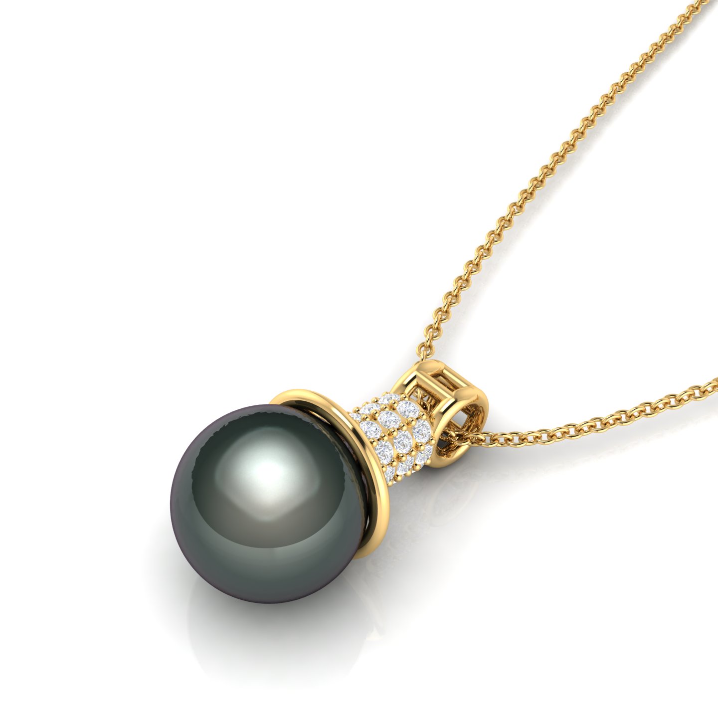 Tahitian Pearl Diamond-Accented Gold Filled Pendant