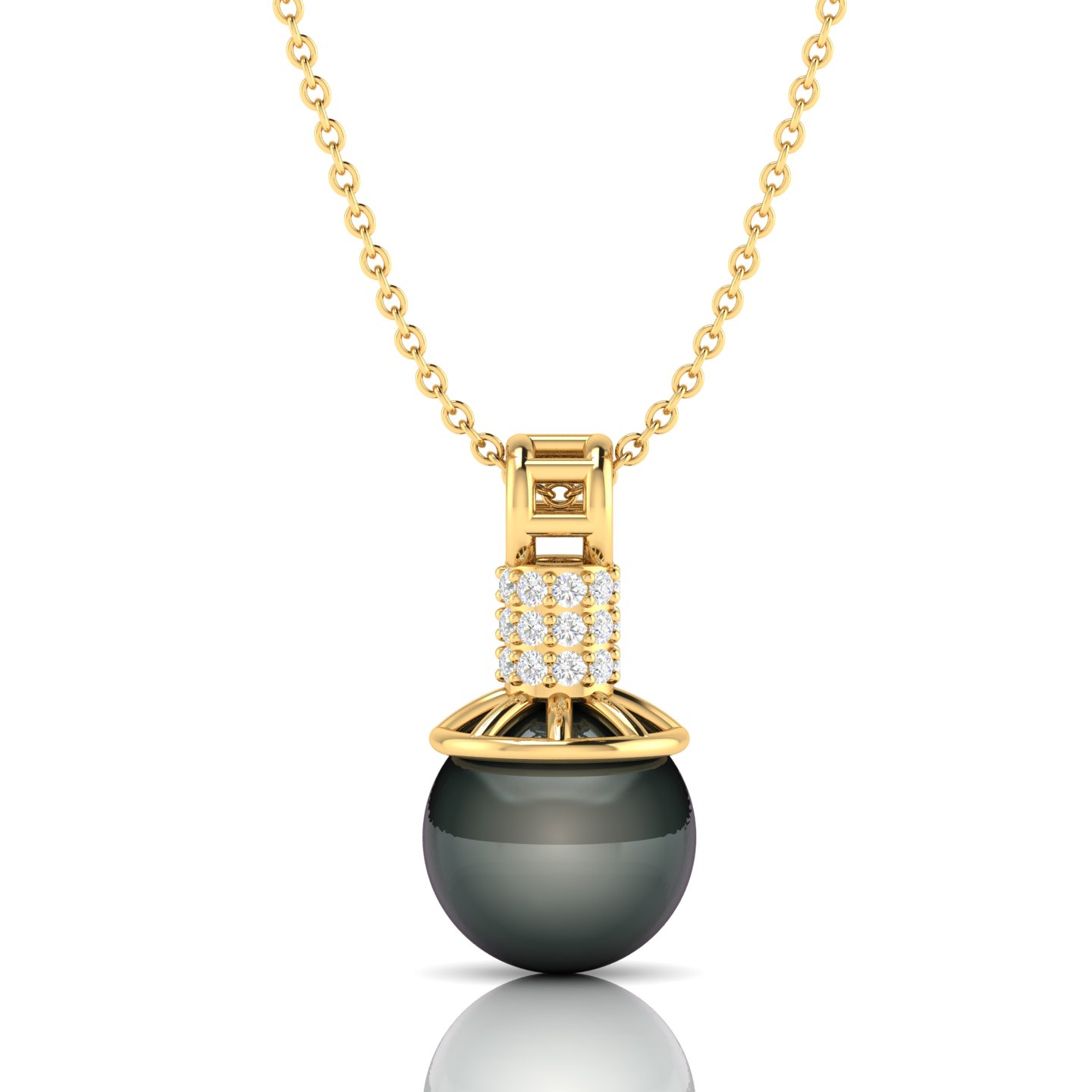Tahitian Pearl Diamond-Accented Gold Filled Pendant
