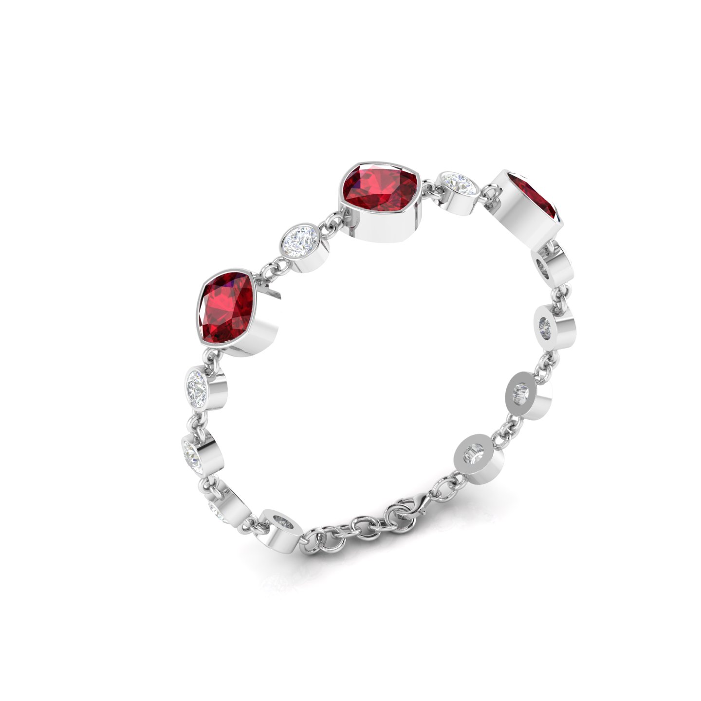 Garnet Silver Chain Tennis Bracelet