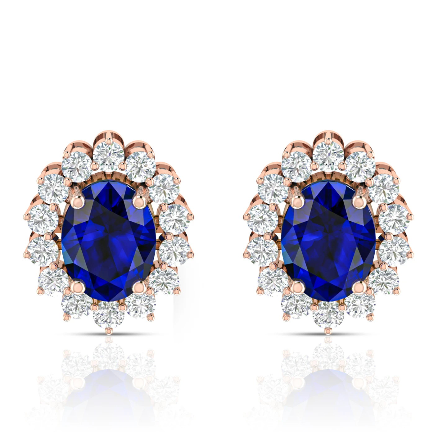 Sparkling Rose Gold Plated Stud Earrings