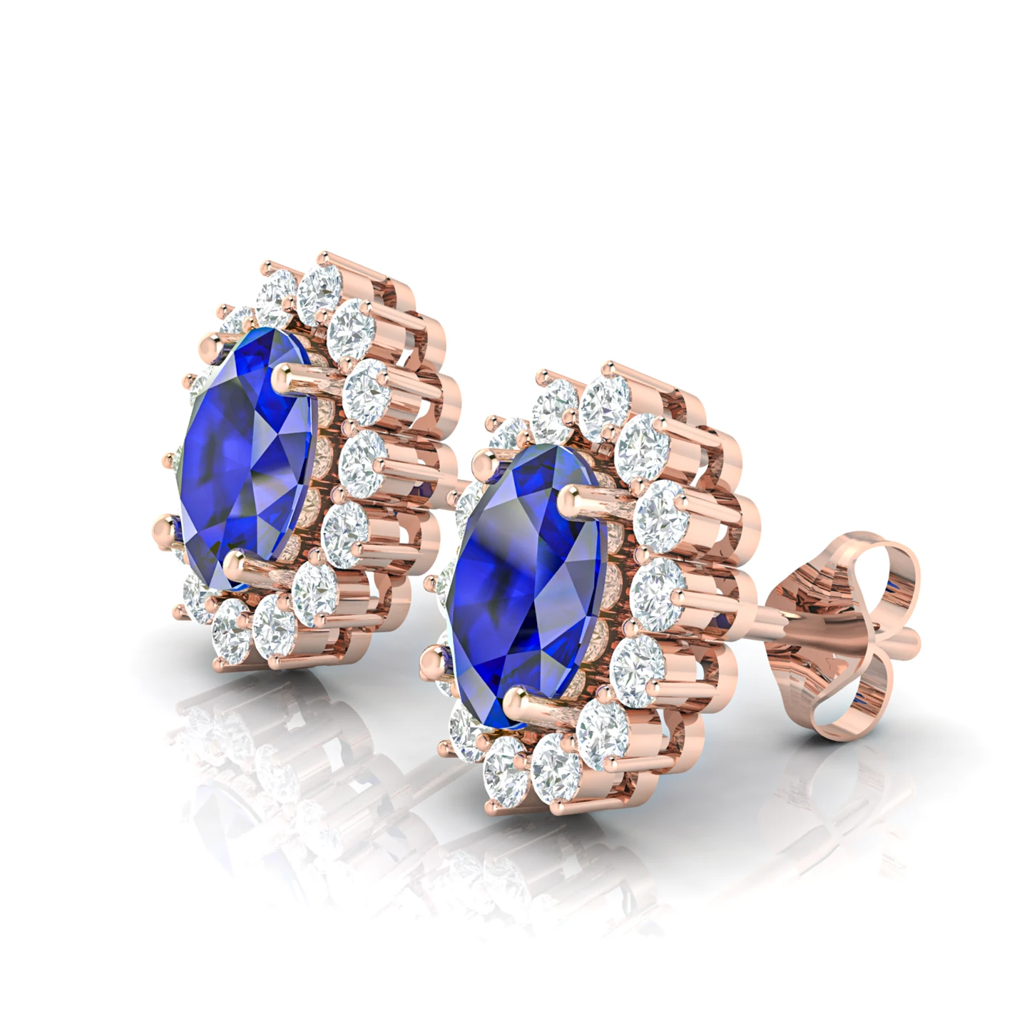 Sparkling Rose Gold Plated Stud Earrings