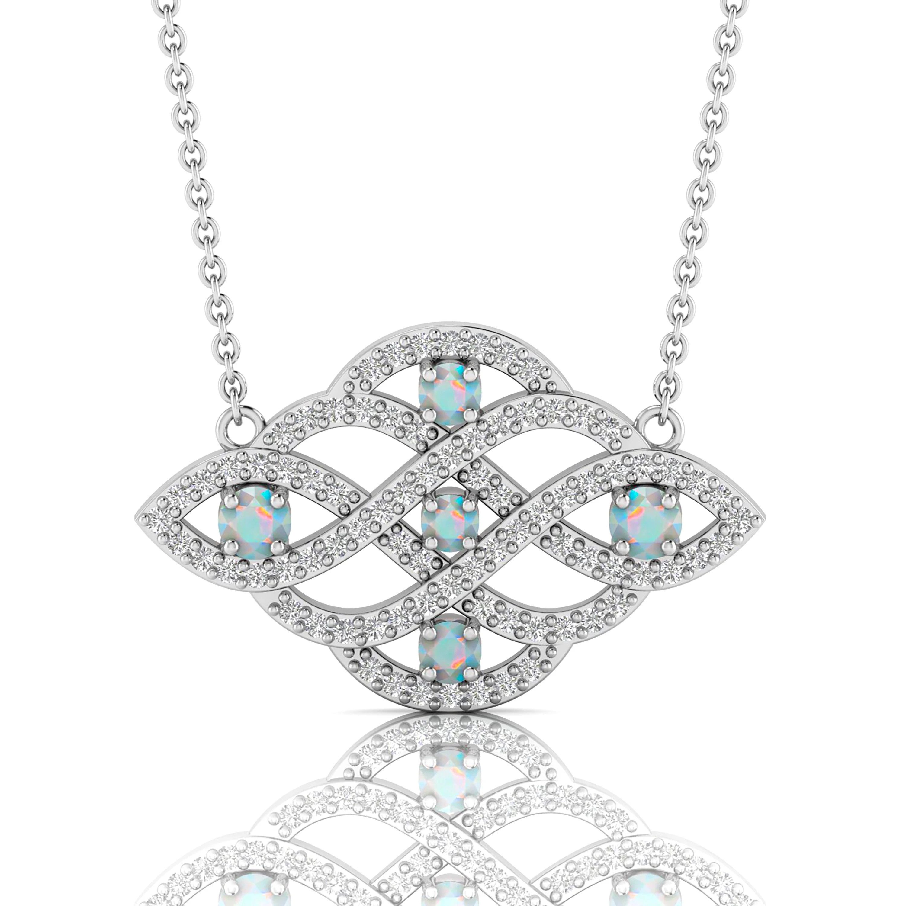 Sterling Silver Opal  Infinity Net Style Pendent