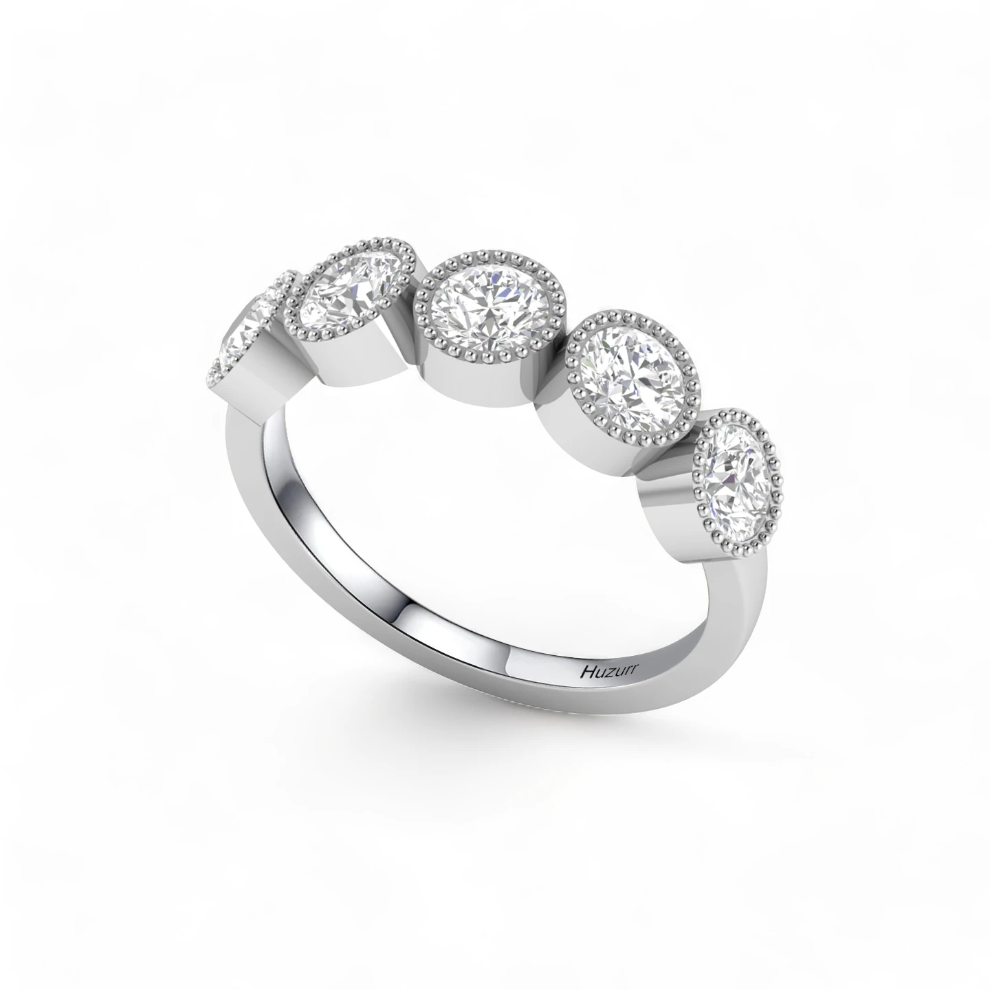 Five Diamond Engagement 925 Silver Band Ring