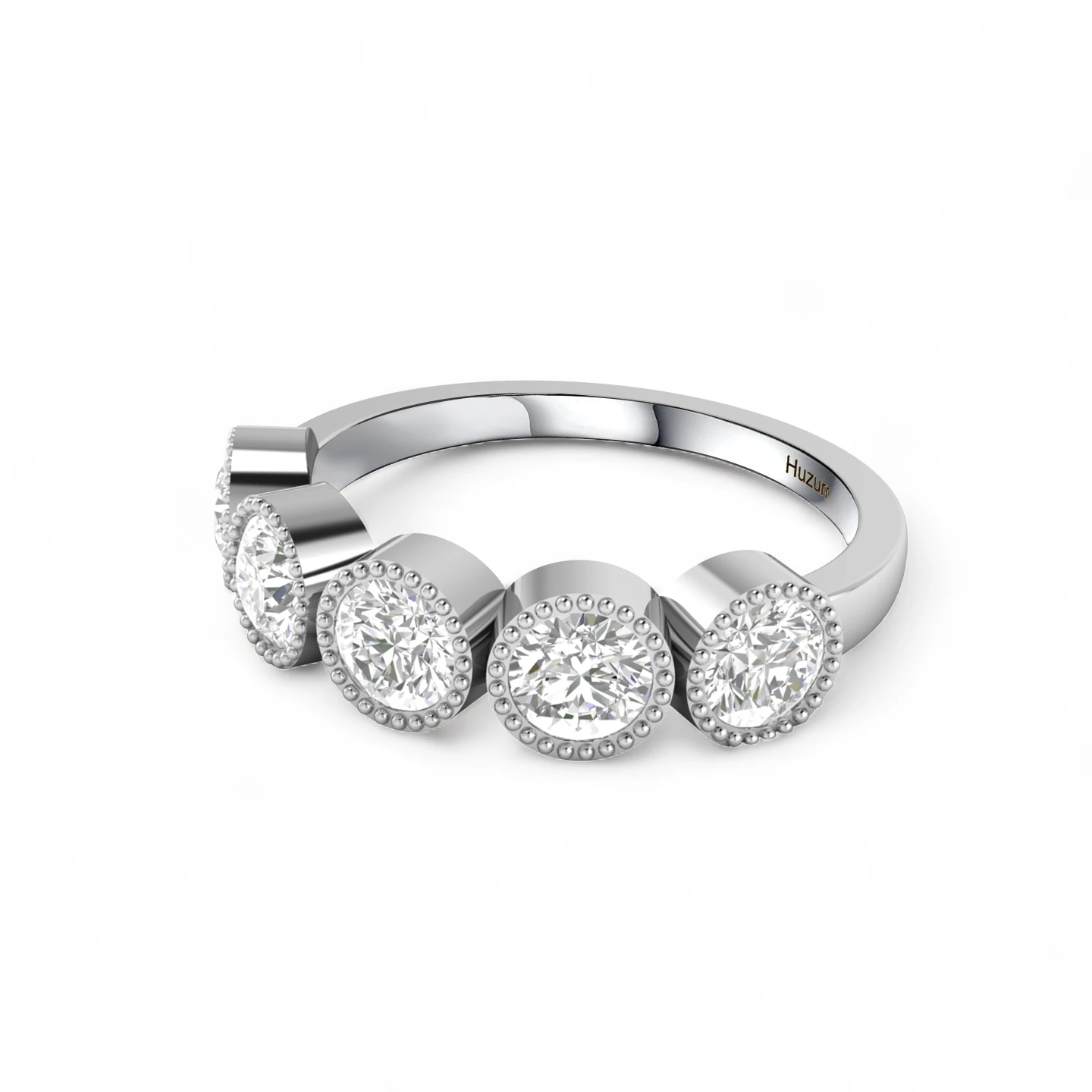 Five Diamond Engagement 925 Silver Band Ring