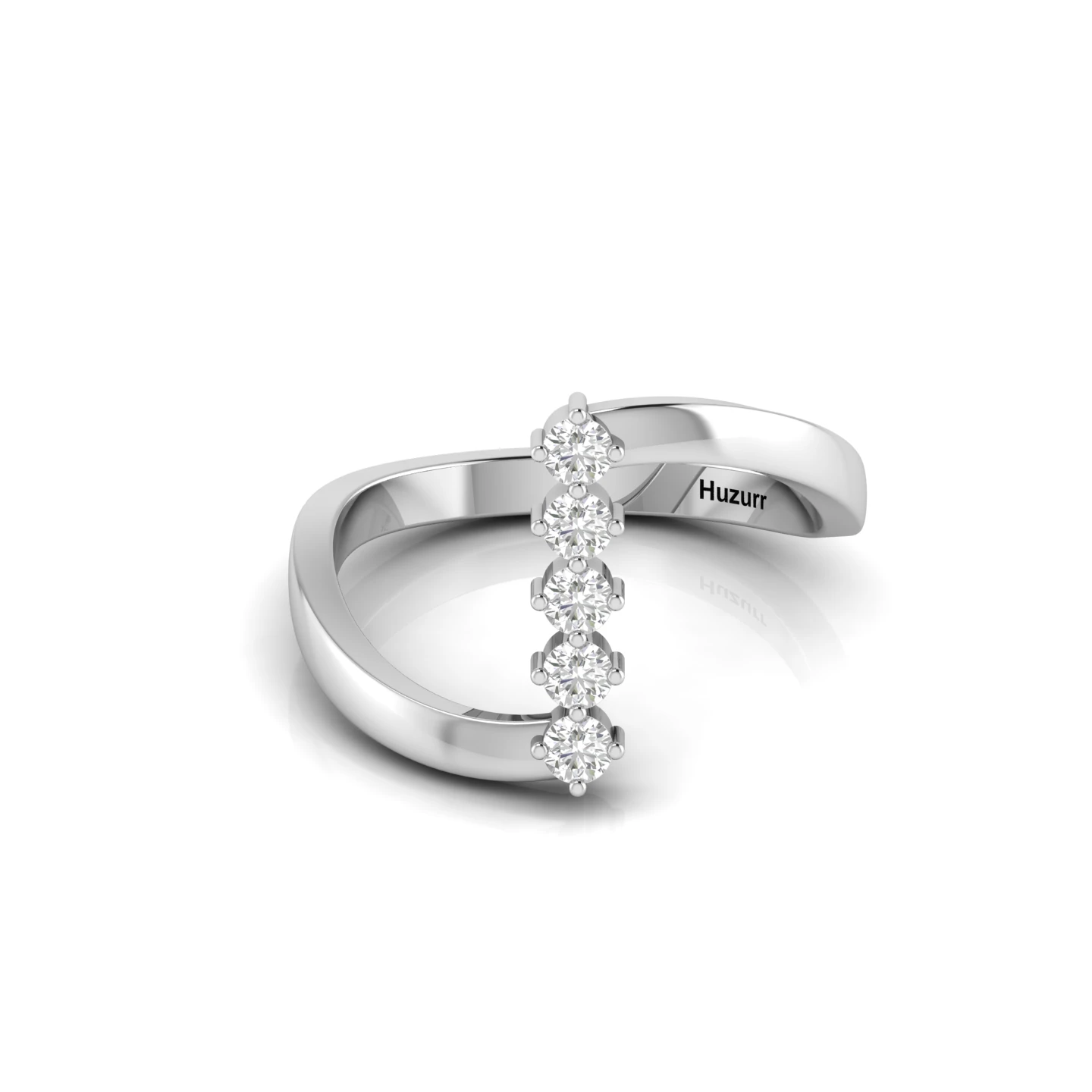 Sterling Silver Five Diamond Ring
