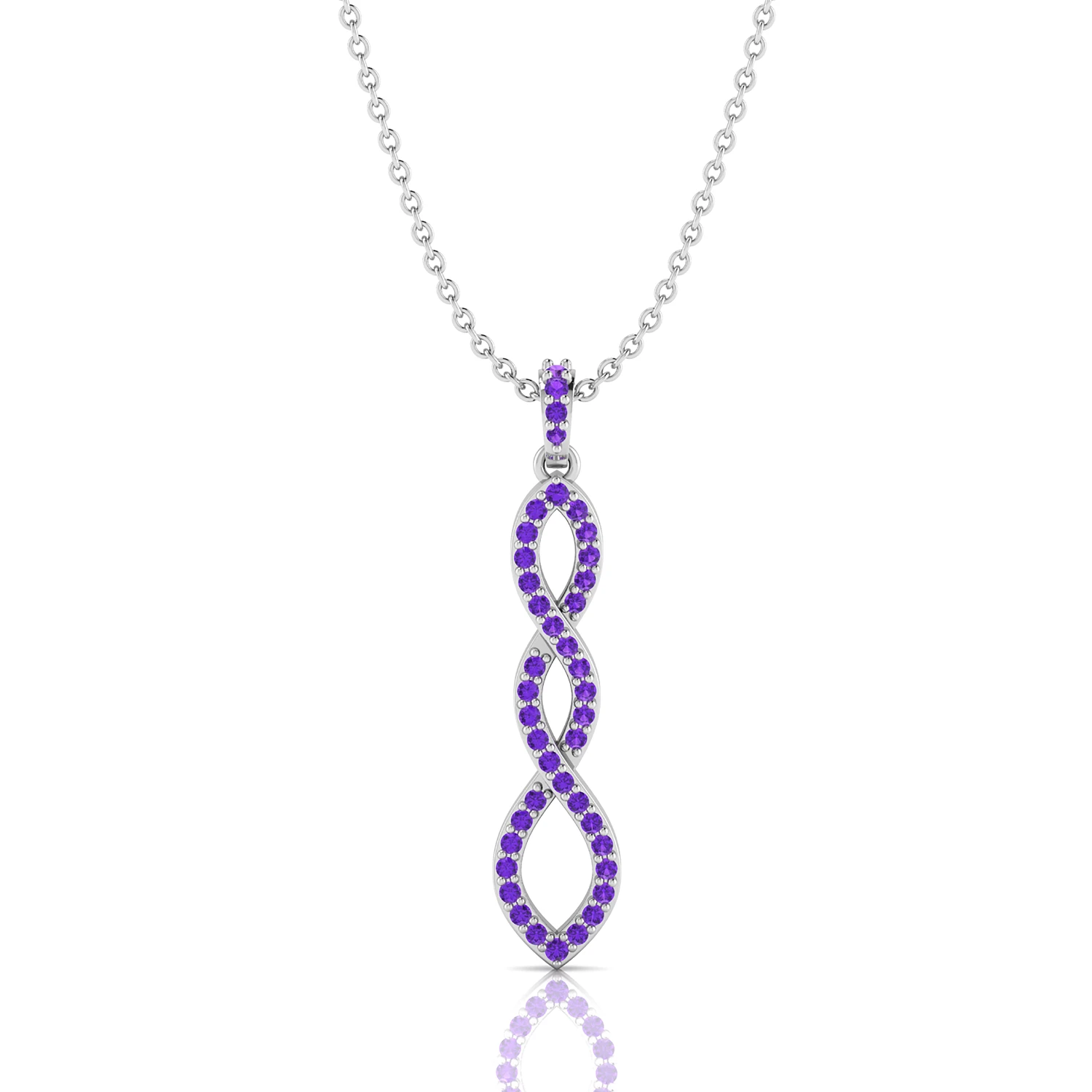 Amethyst Silver Infinity Twisted Pendant
