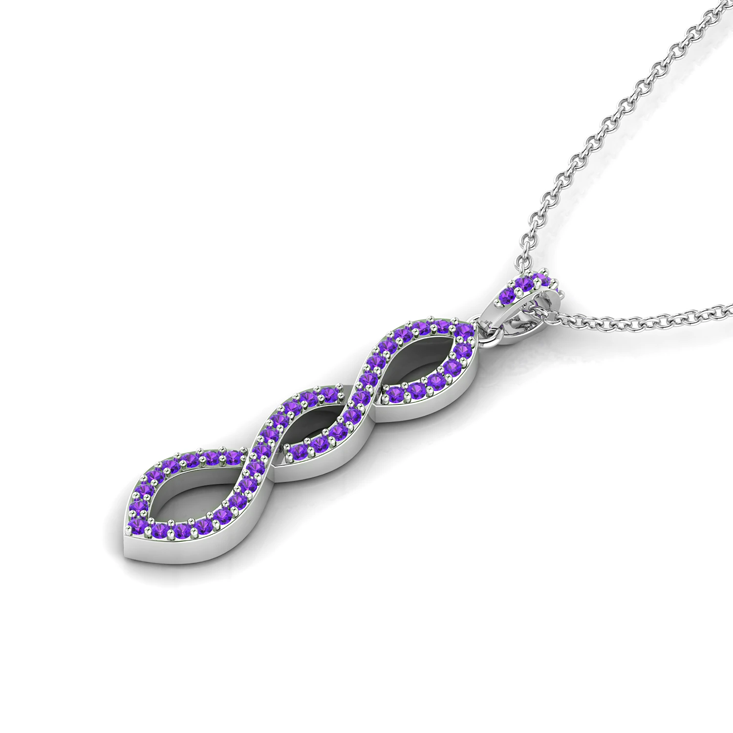 Amethyst Silver Infinity Twisted Pendant