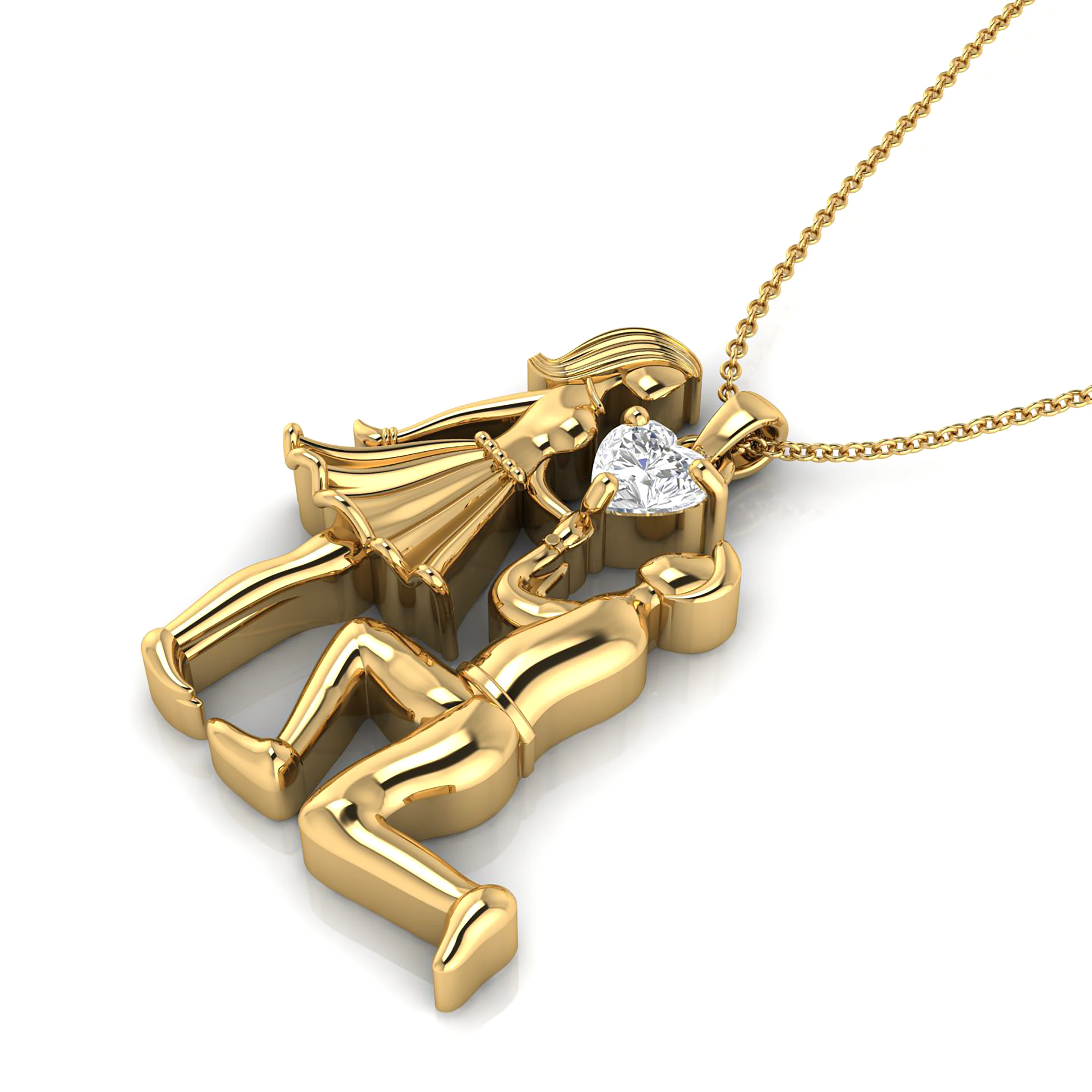 Heart Shape Diamond Proposal Style Gold Plated Pendant