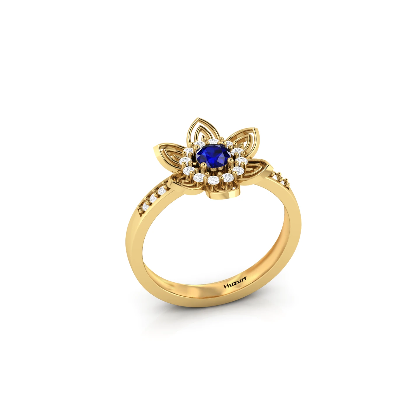 Gold Plated Sapphire Flower Engagement Ring