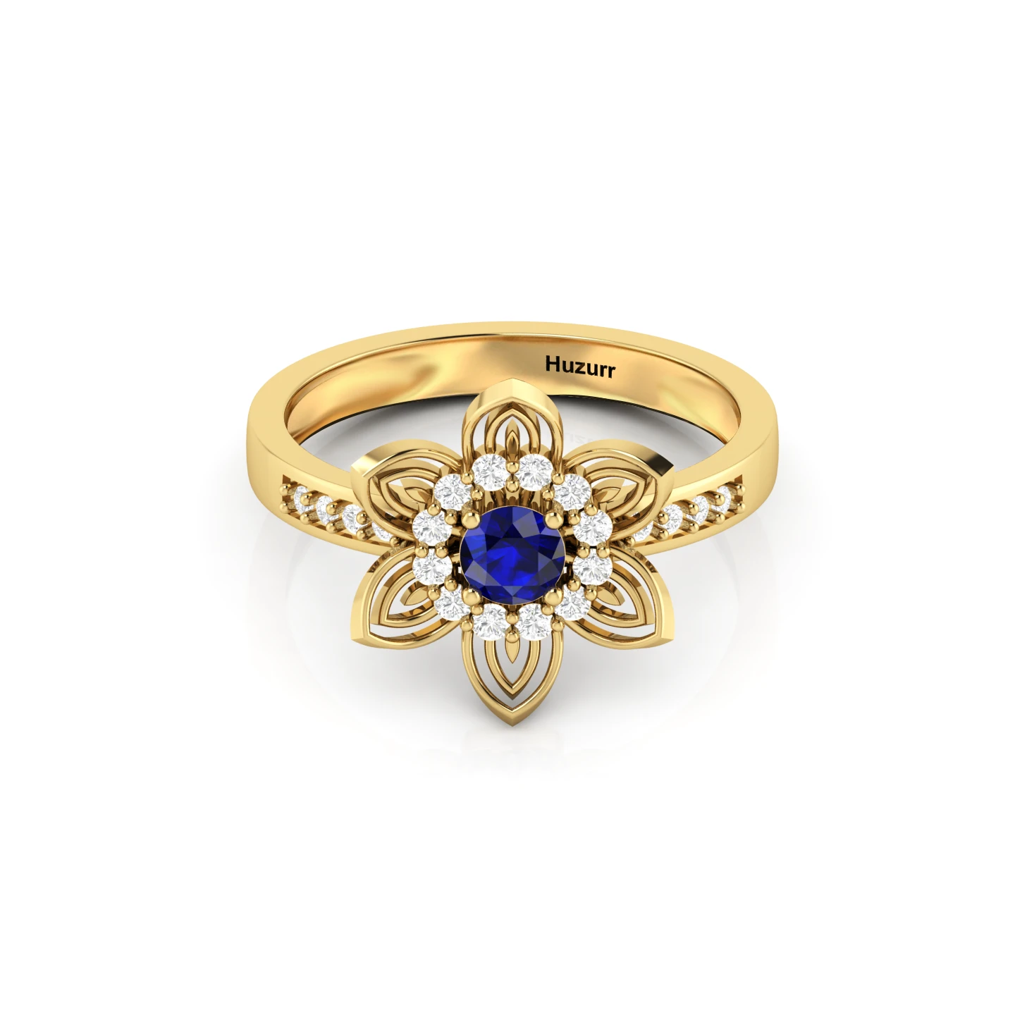 Gold Plated Sapphire Flower Engagement Ring