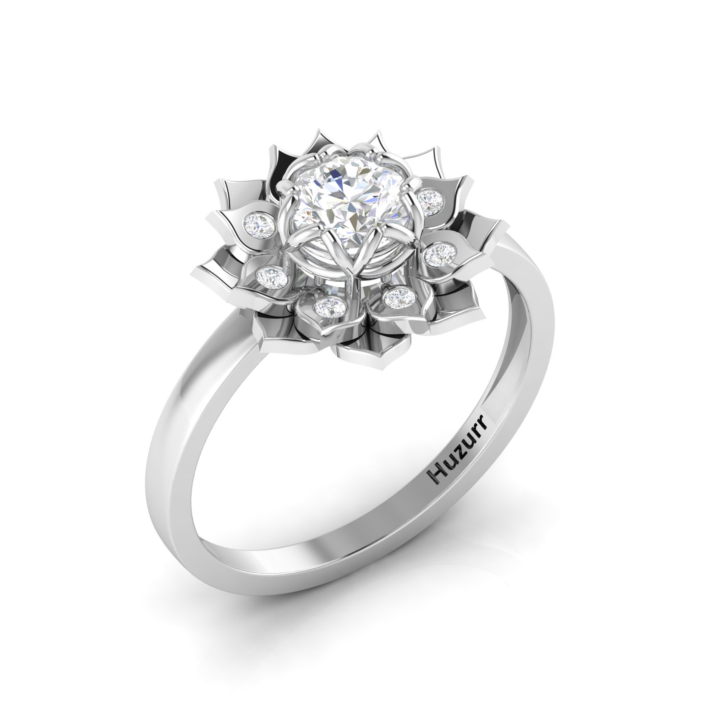 Sparkling 925 Sterling Silver Diamond Halo Ring