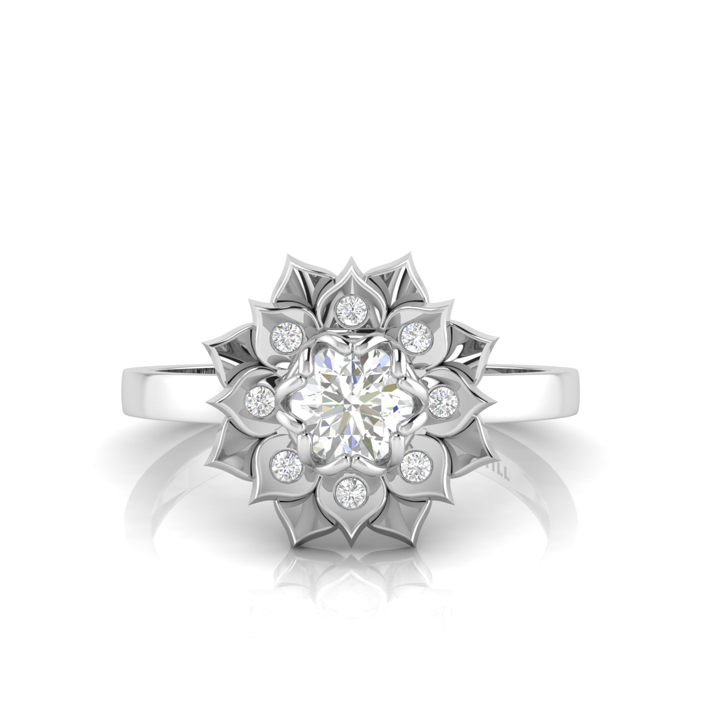 Sparkling 925 Sterling Silver Diamond Halo Ring