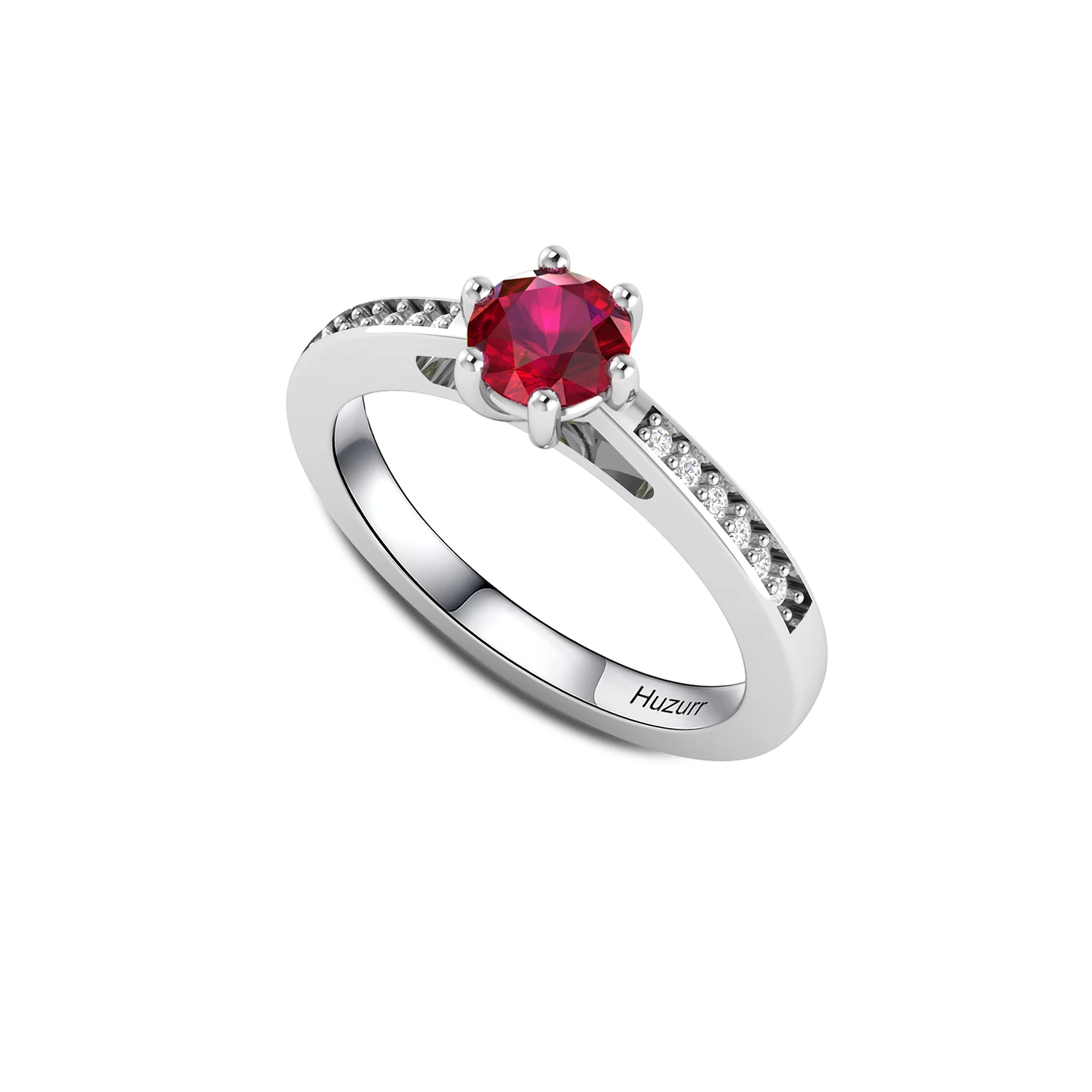 Red Round Garnet January Enhanced Silver Ring