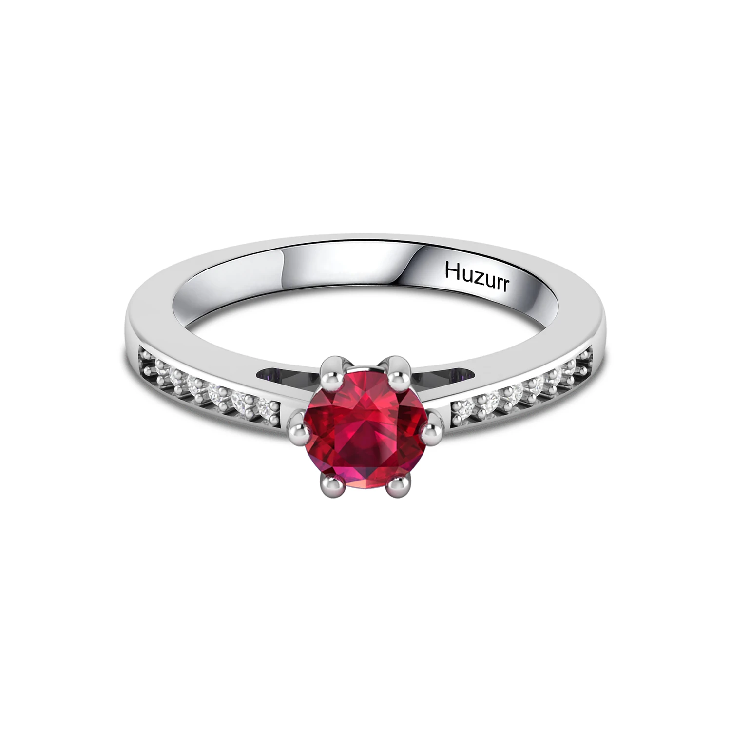 Red Round Garnet January Enhanced Silver Ring