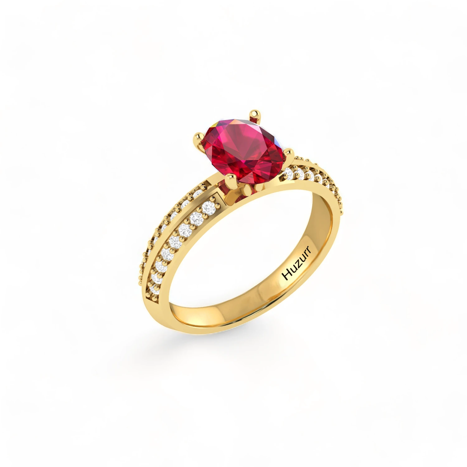 Sparkling Garnet Gold Plated Diamond Ring