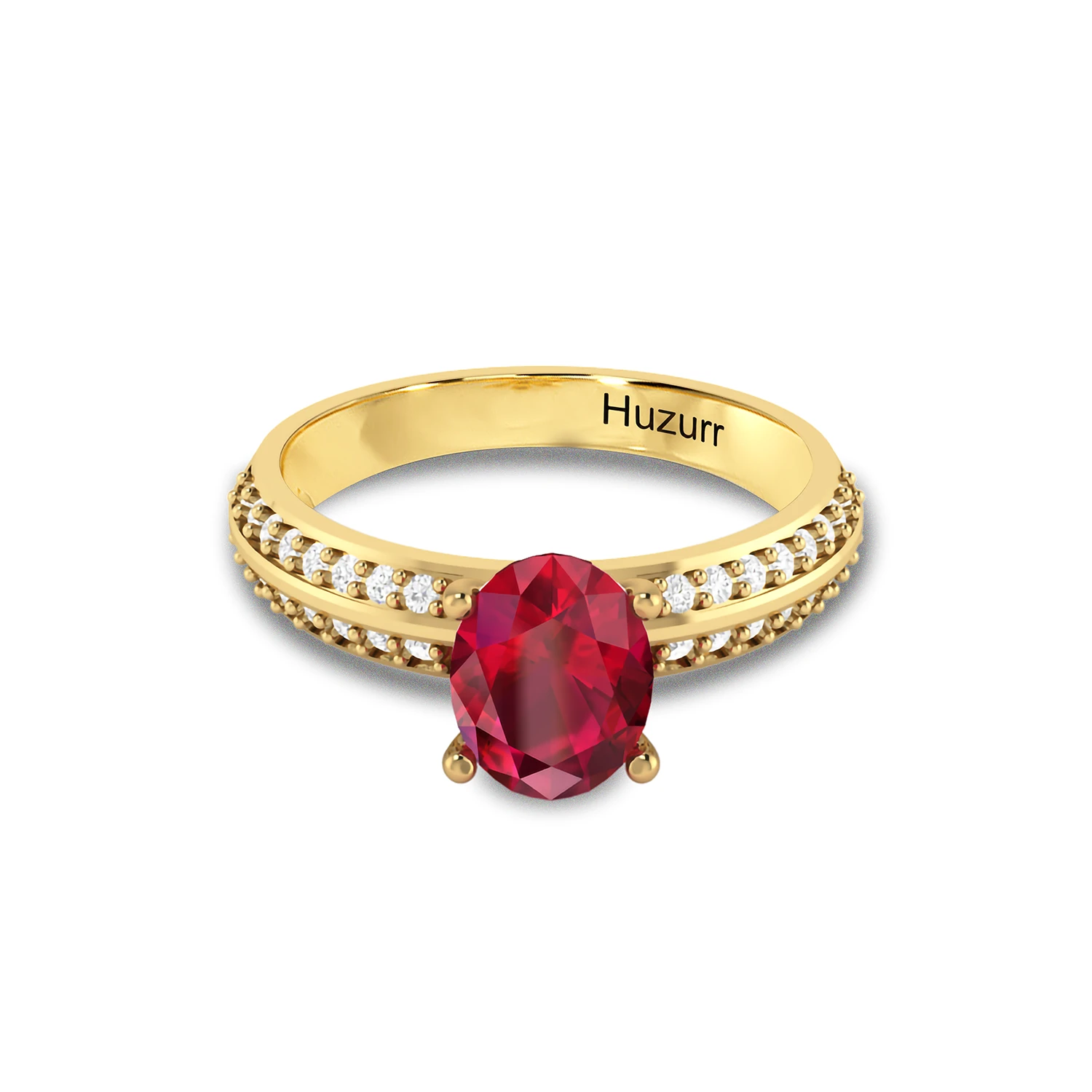 Sparkling Garnet Gold Plated Diamond Ring