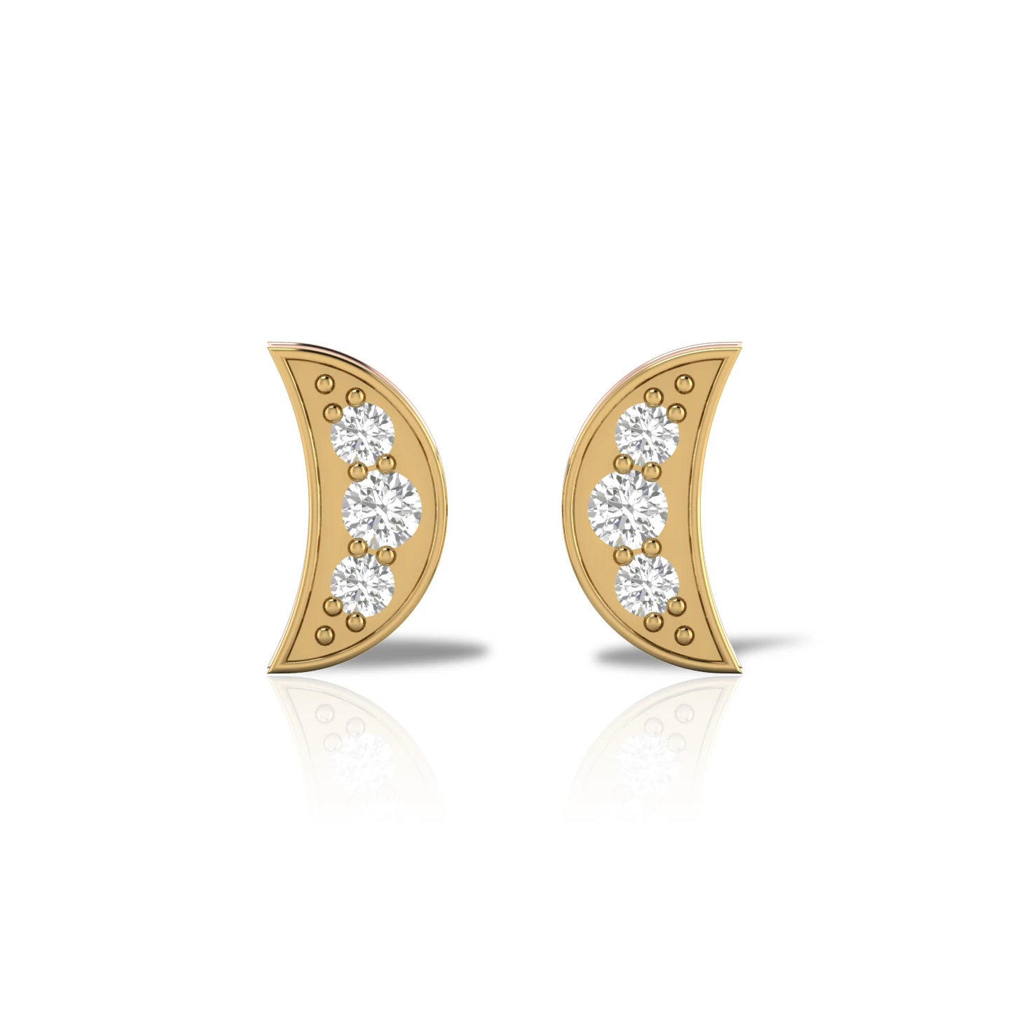 Sparkling Gold Plated Moon Stud Earrings For Women