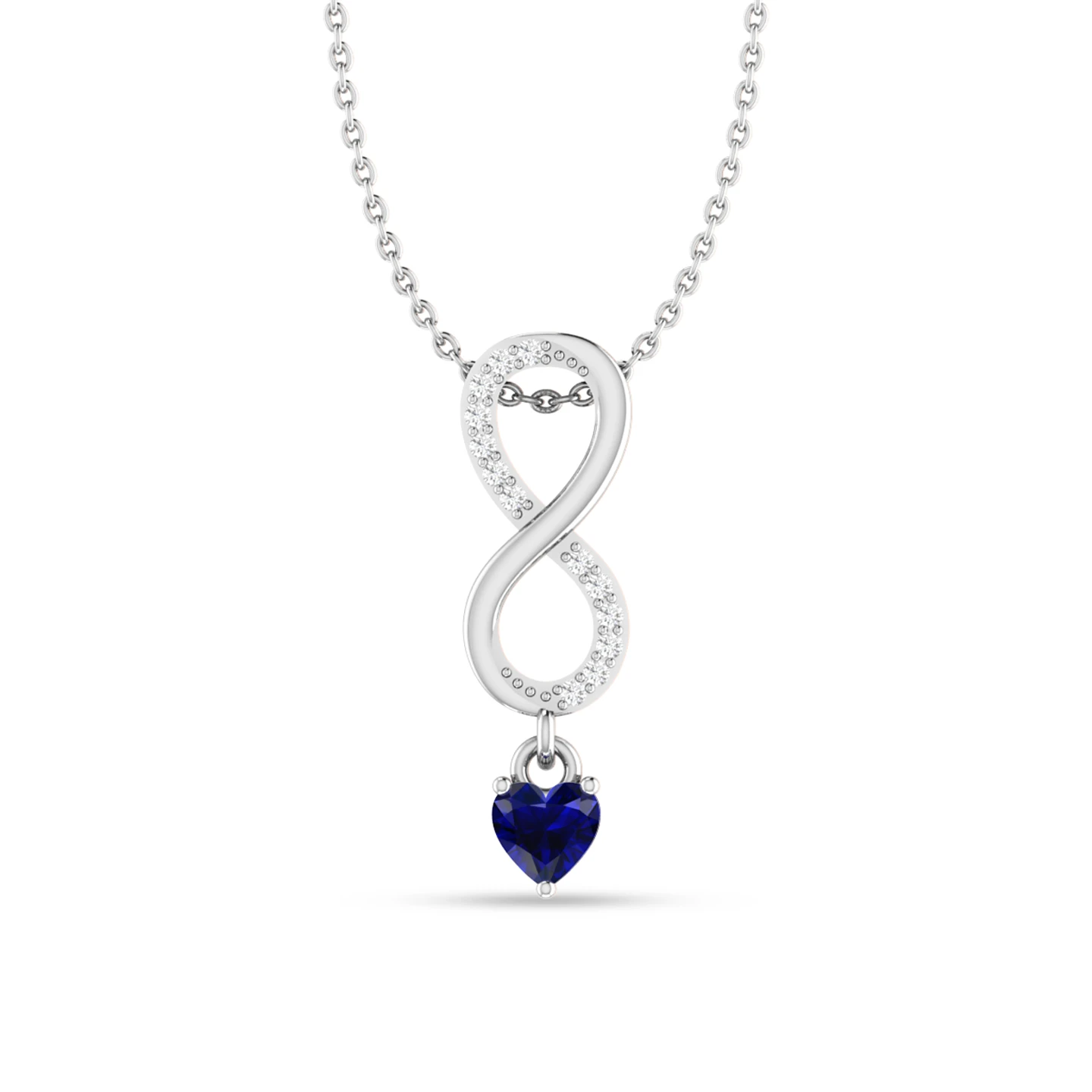 Sparkling Silver Infinity Blue Heart Drop Necklace