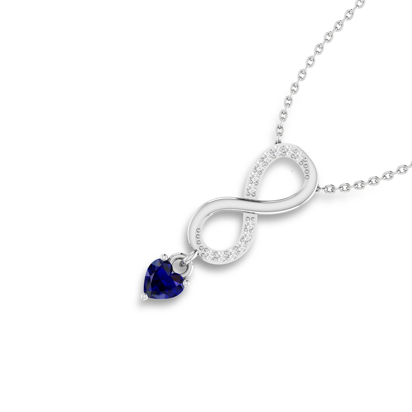 Sparkling Silver Infinity Blue Heart Drop Necklace