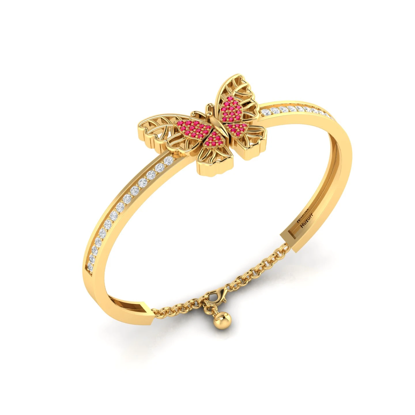 Gold Filled Ruby Butterfly Bracelet