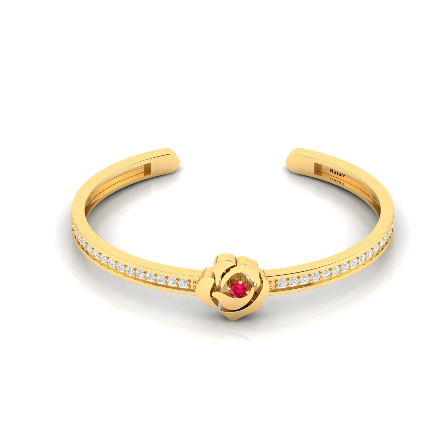 Rose Flower Ruby Gold Filled Bracelet