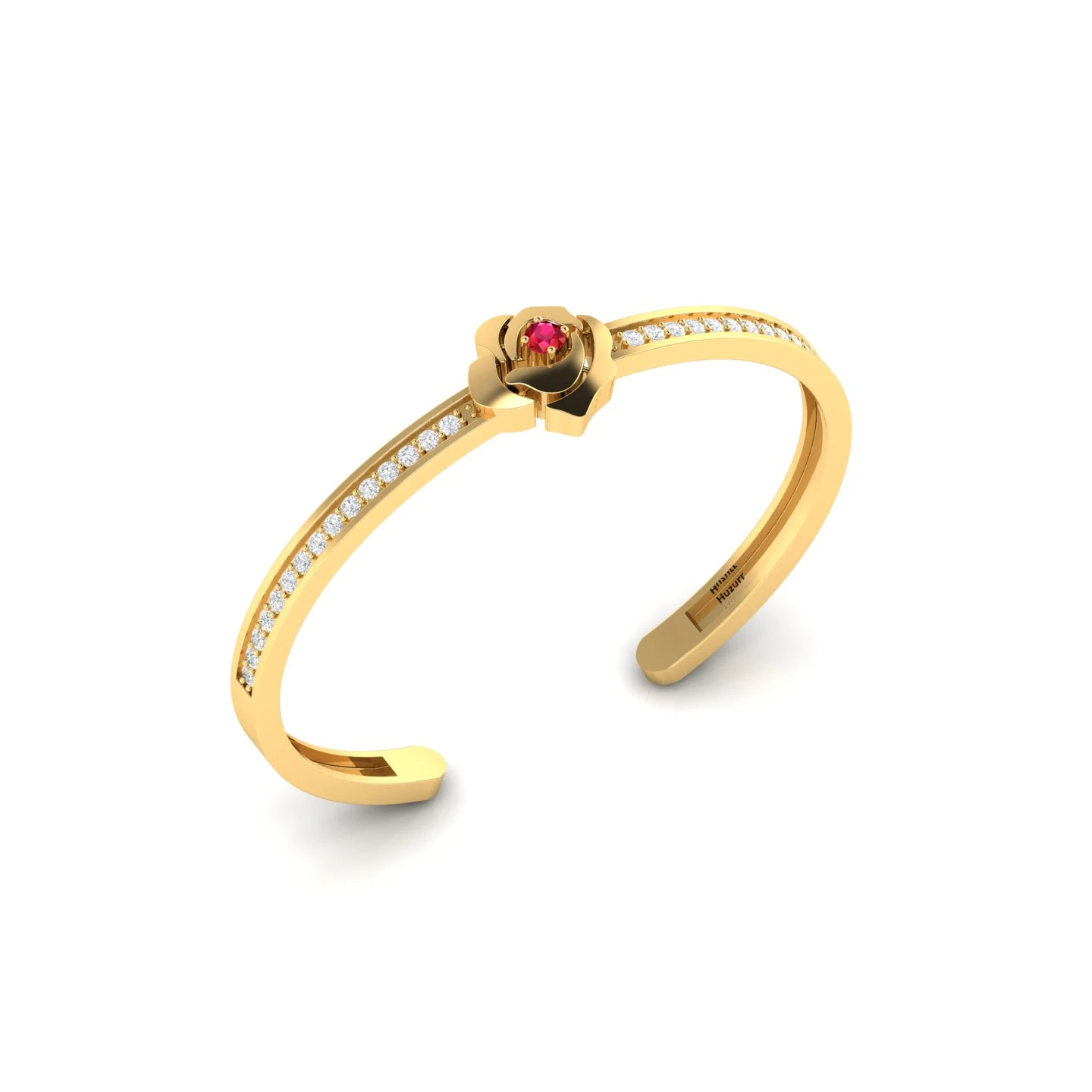 Rose Flower Ruby Gold Filled Bracelet
